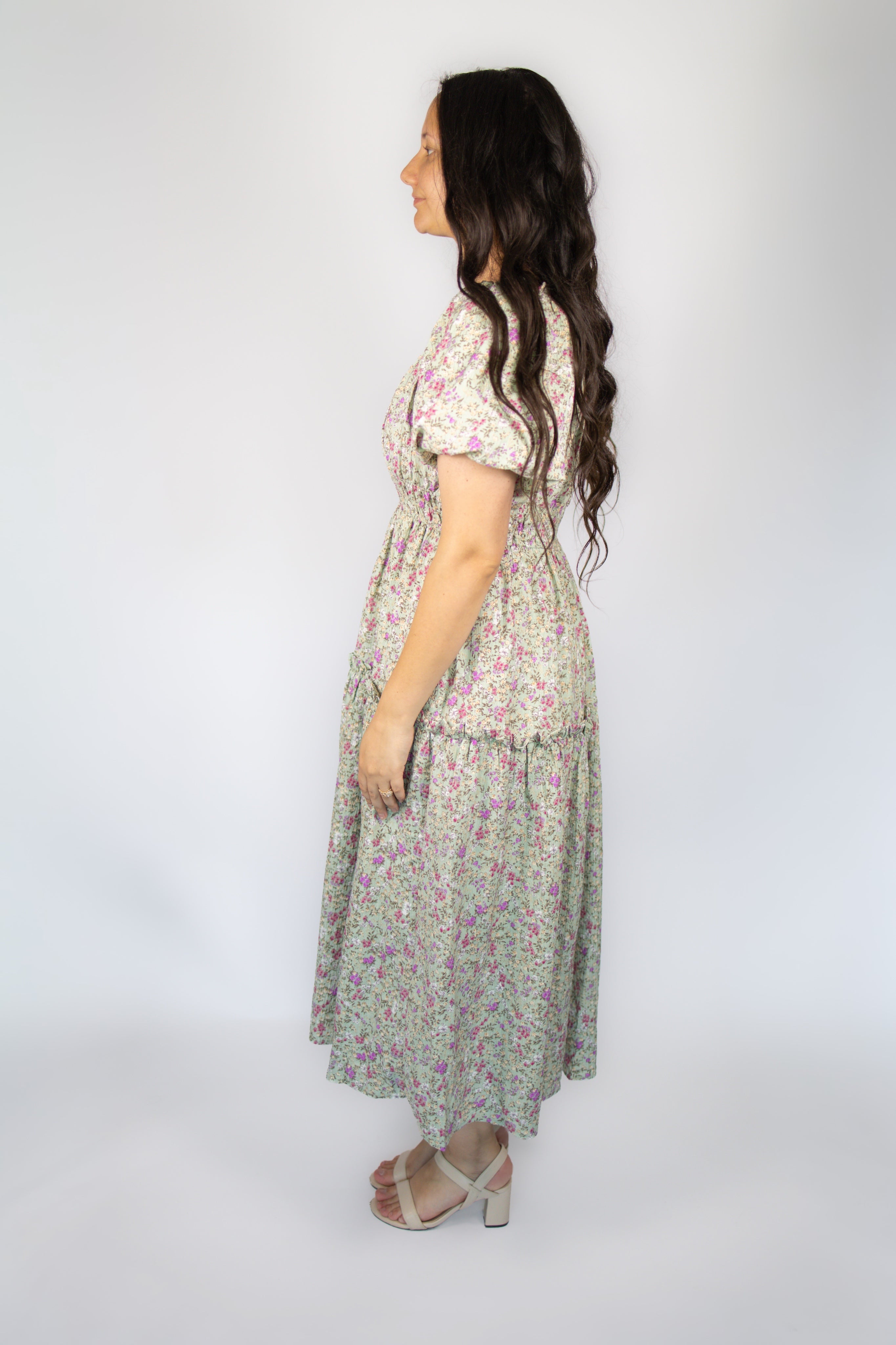 Lena Midi Dress in Sage Floral