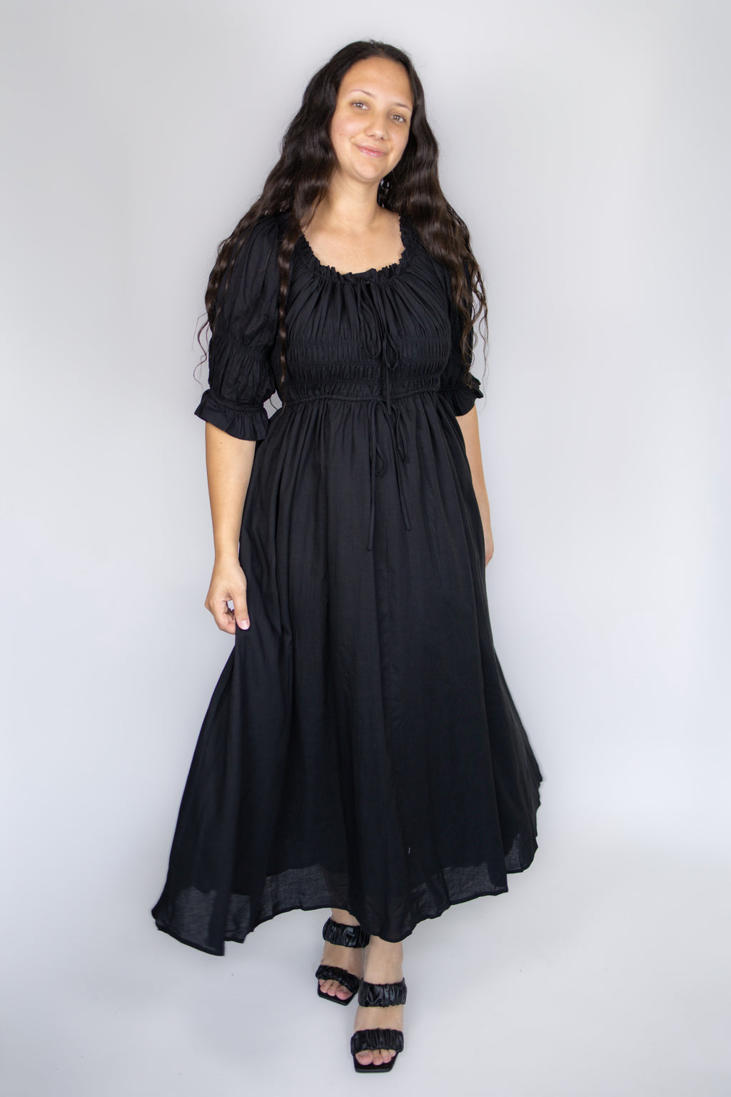 Blakely Smocked Dress in Black