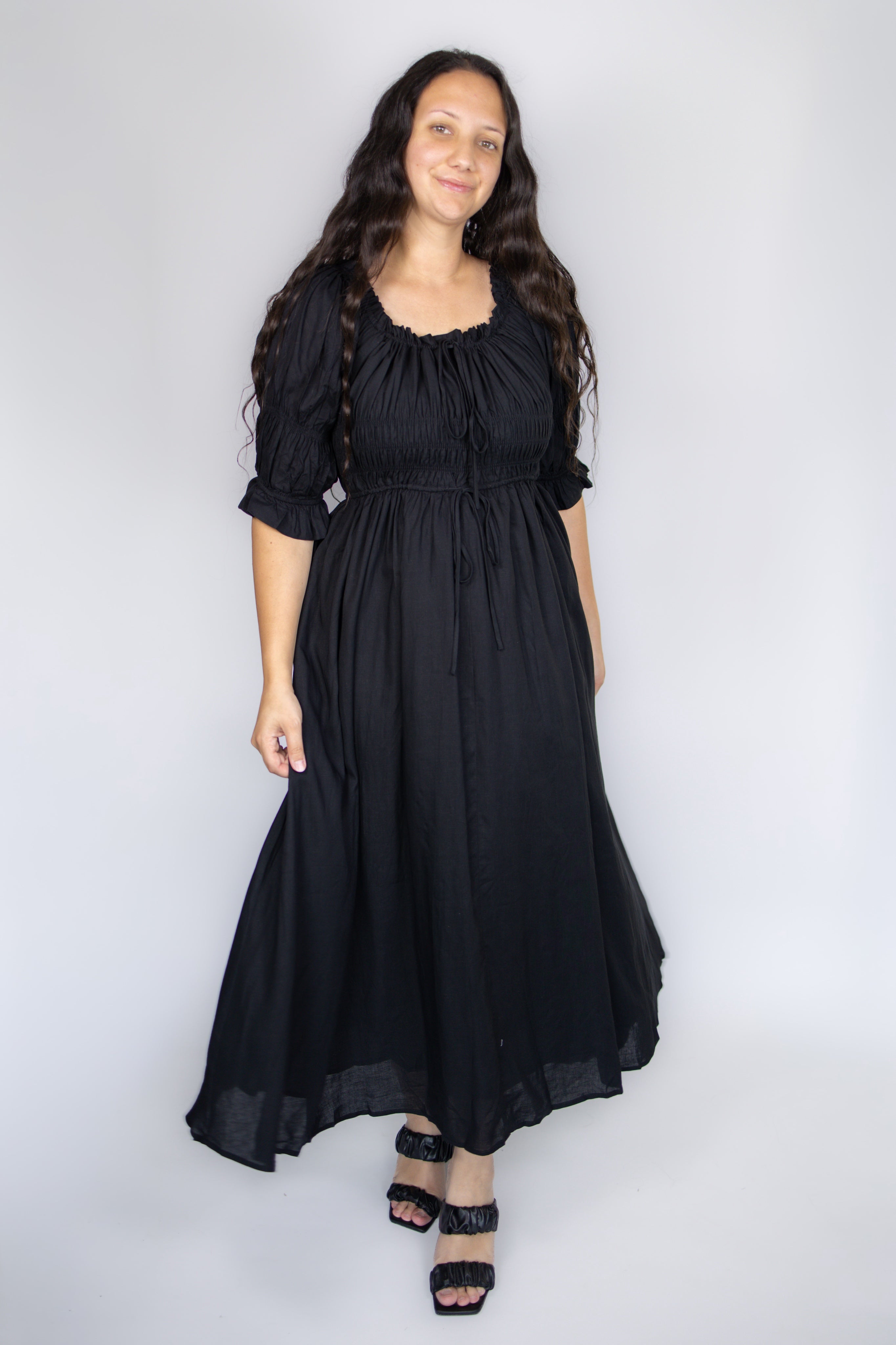 Blakely Smocked Dress in Black
