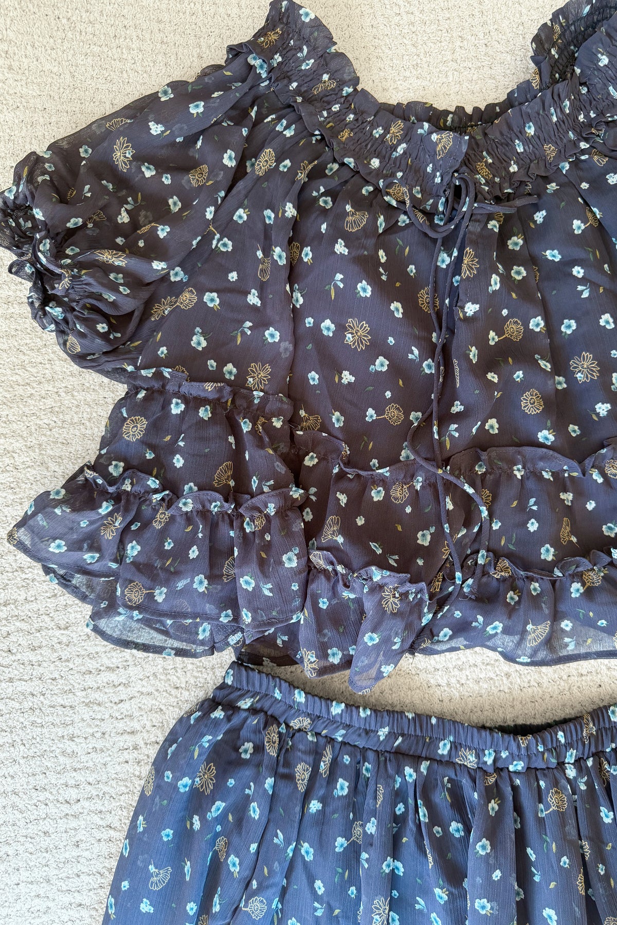 Willow Floral Skirt Set in Navy