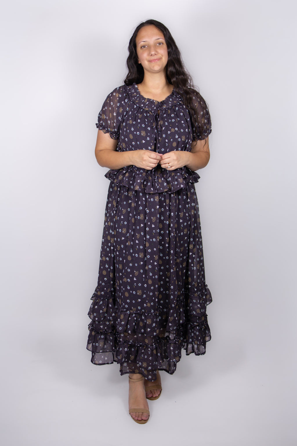 Willow Floral Skirt Set in Navy