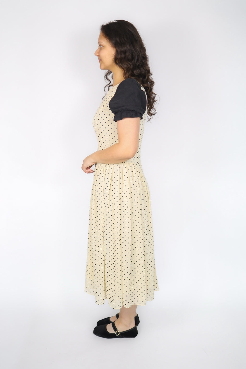 Vestido Camisero Kamrie de Lunares en Crema