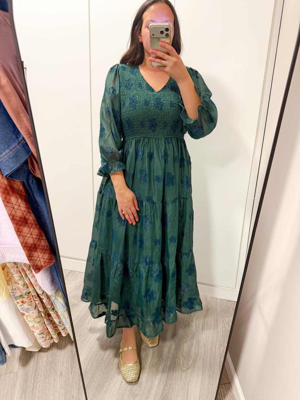 Everlyn Smocked Flower Maxi Dress - EXTRA LARGE