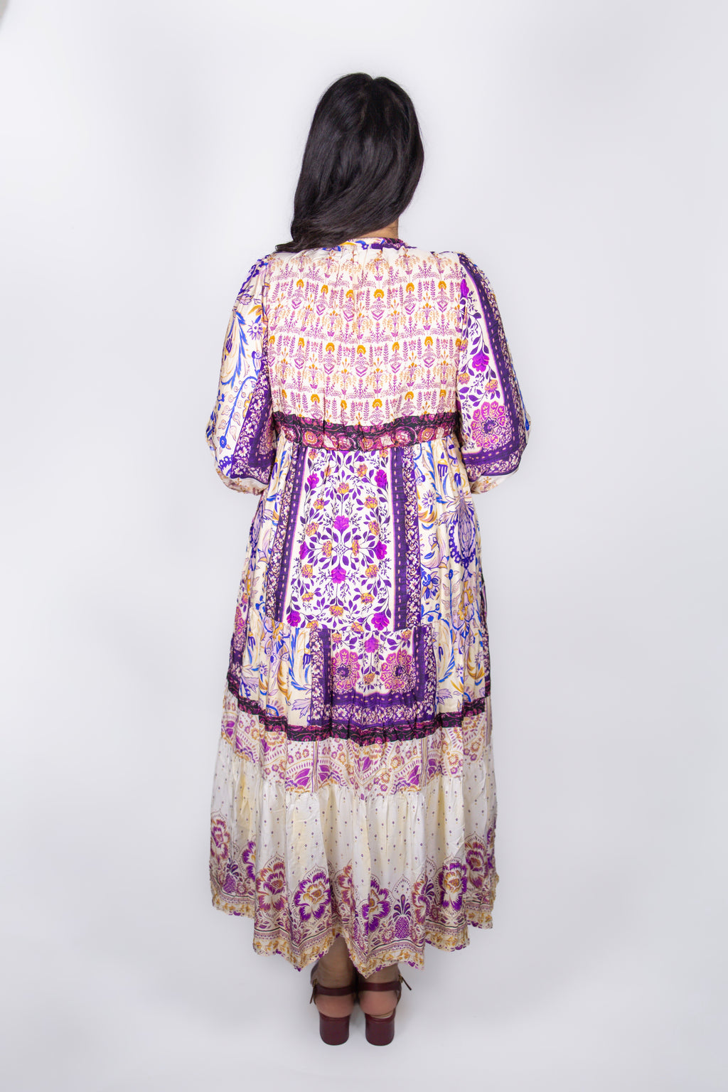 Aspen Patchwork Print Dress in Lilac