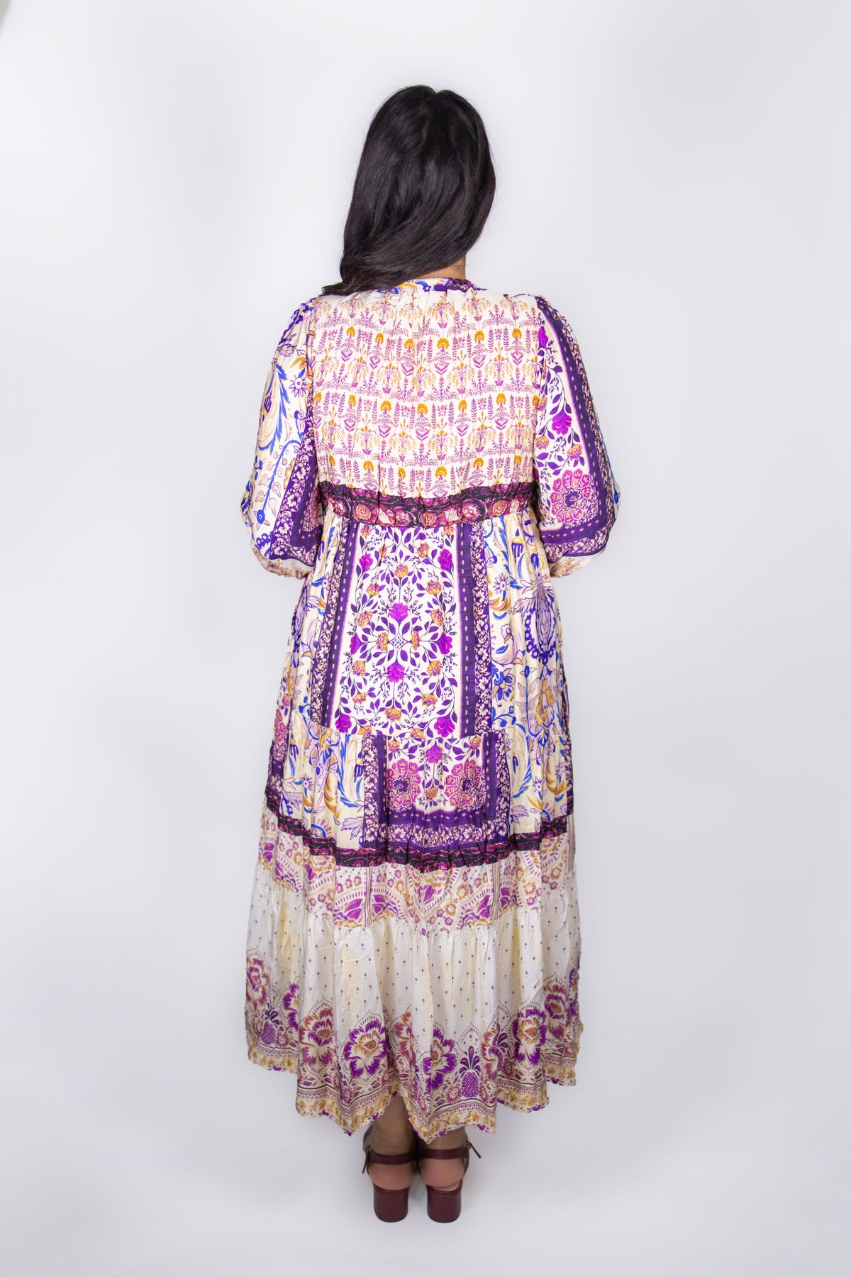 Aspen Patchwork Print Dress in Lilac