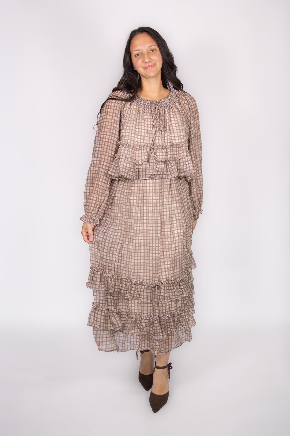 Rory Plaid Skirt Set in Mocha