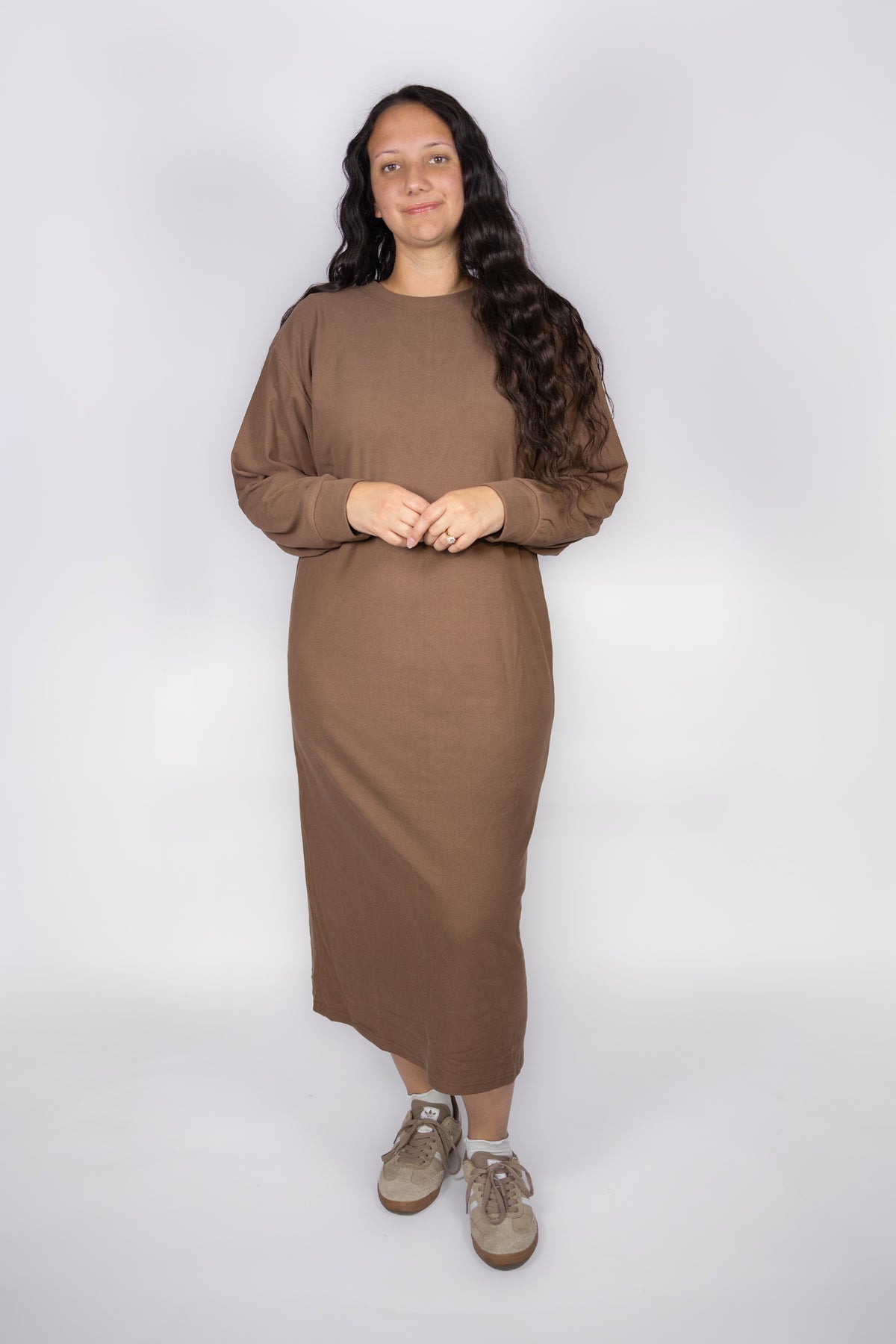 Stevie Casual Sweatshirt Dress in Mocha