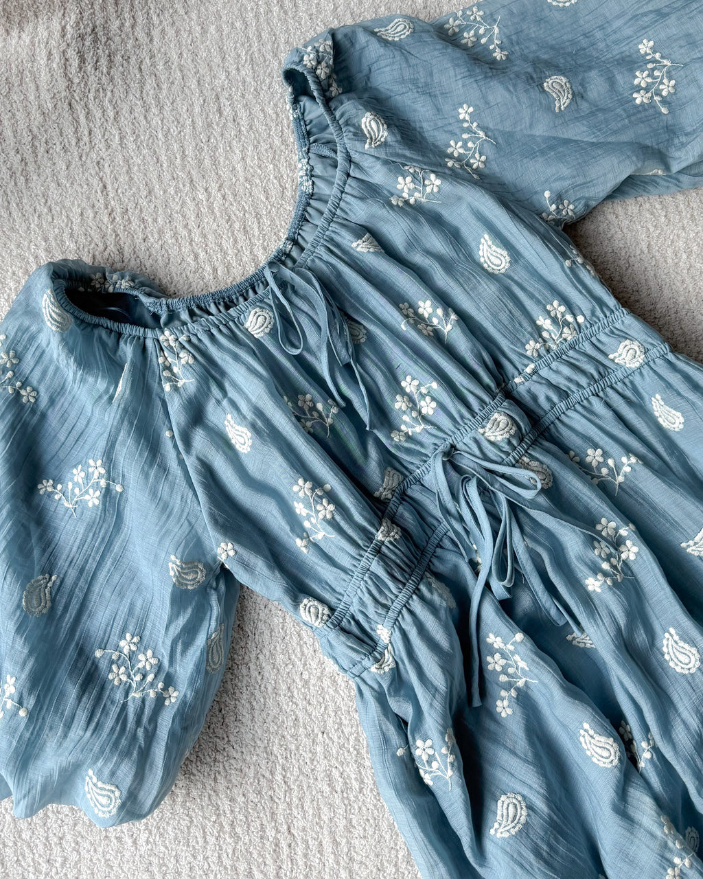 Julia Blue Embroidered Midi Dress