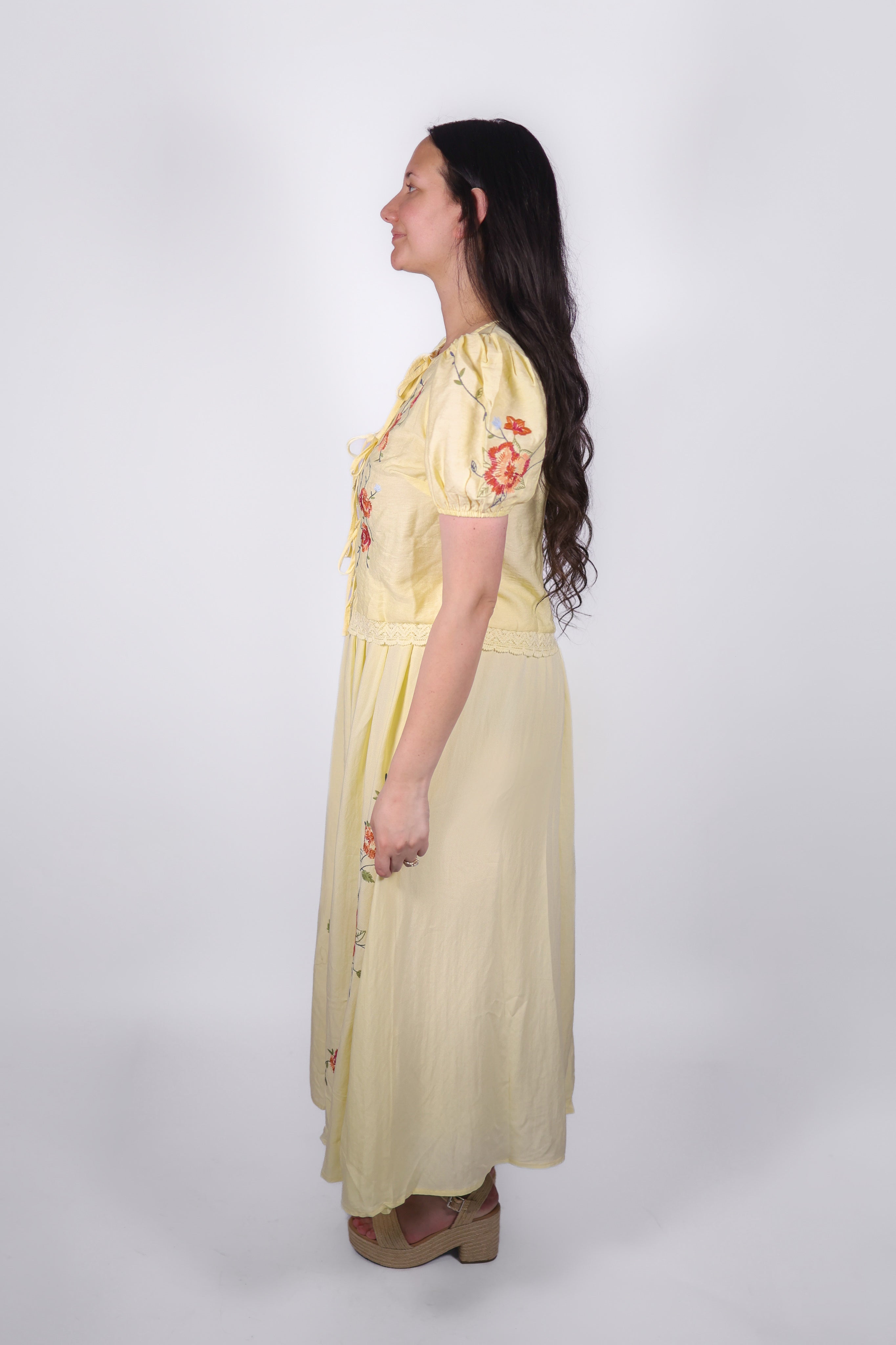 Vivienne Embroidered Maxi Set in Butter Yellow