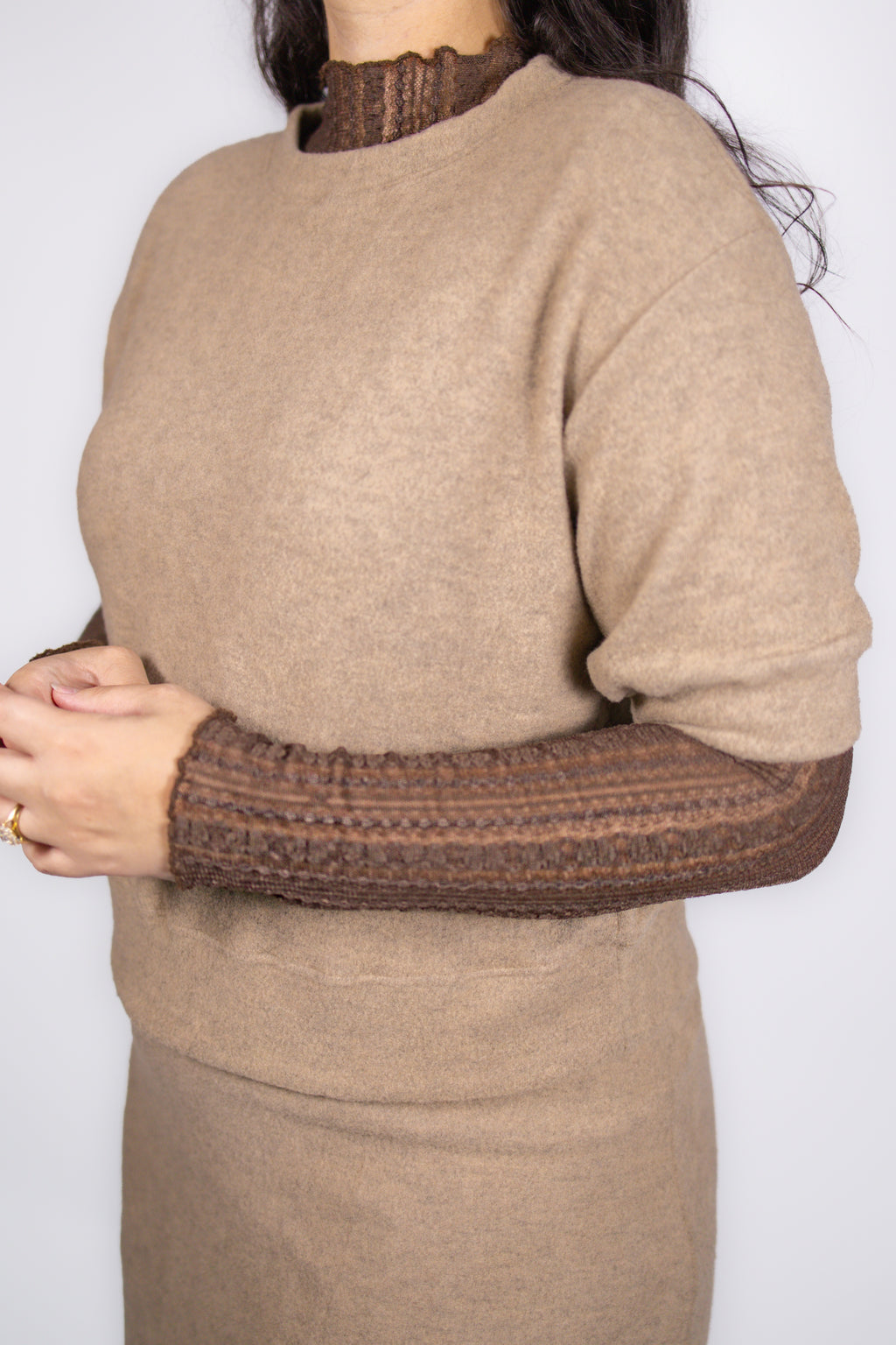 Lace Layering Long Sleeve in Brown