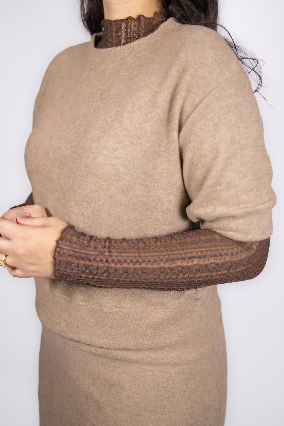 Lace Layering Long Sleeve in Brown