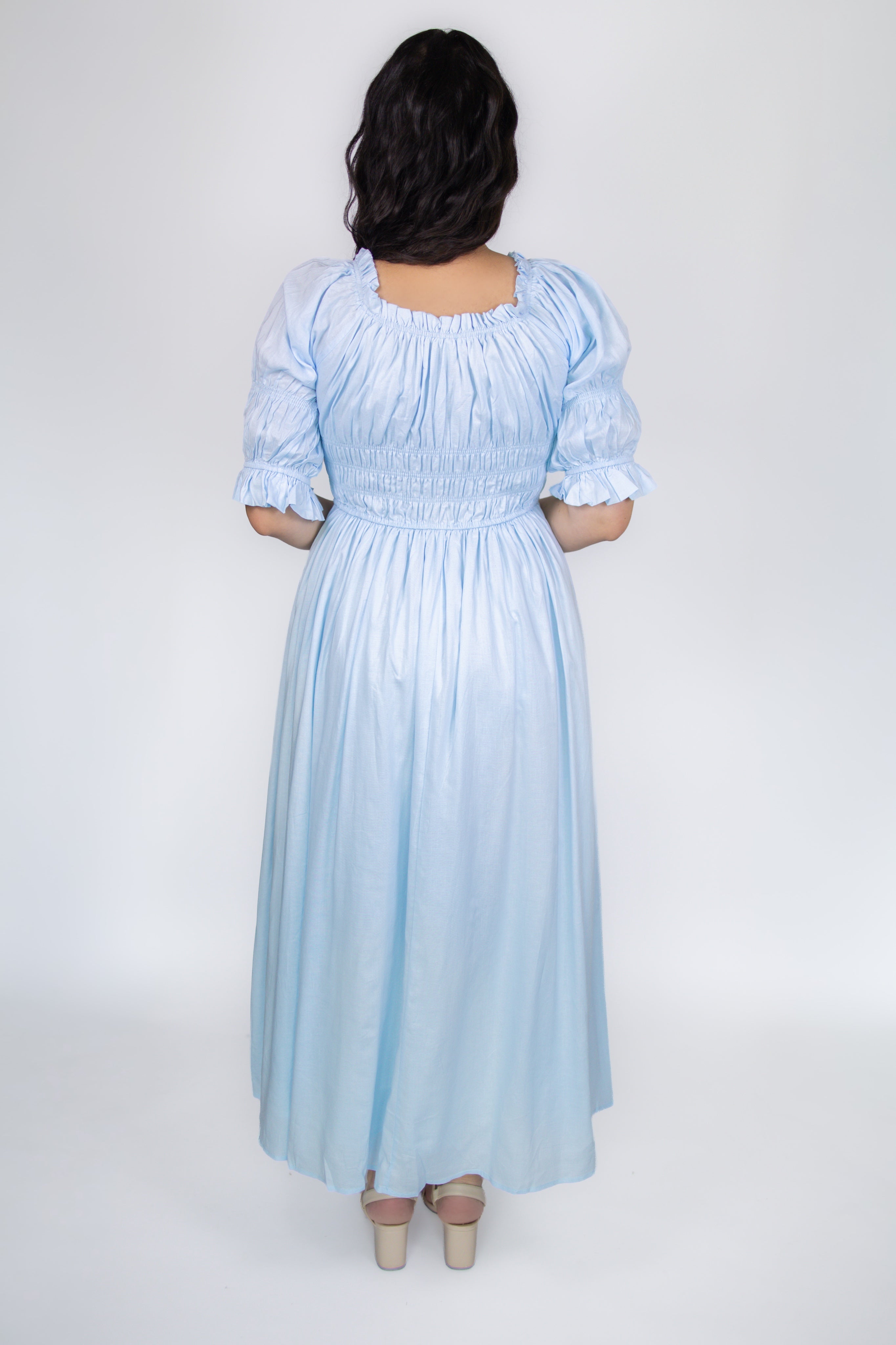 Blakely Smocked Dress in Baby Blue