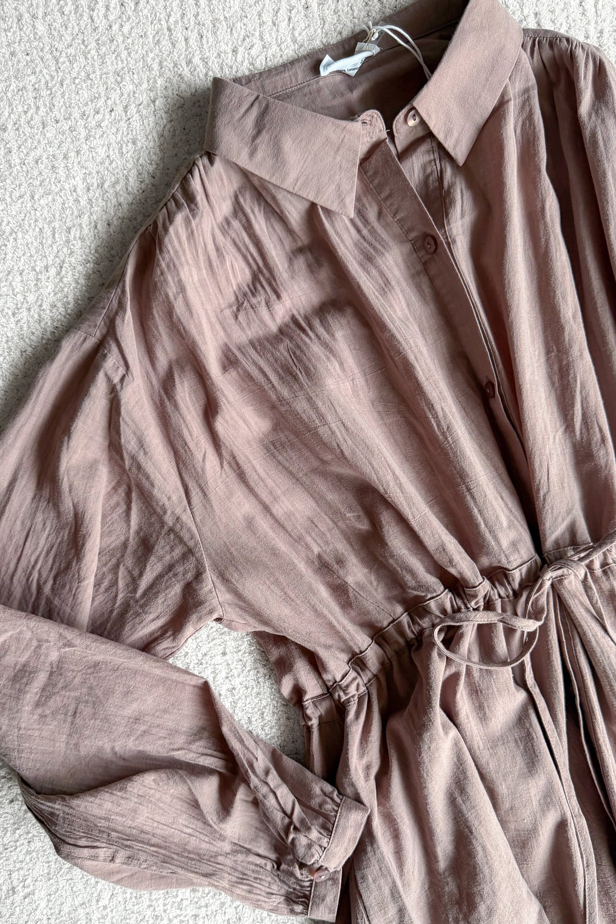 Evie Drawstring Shirt Dress in Mauve