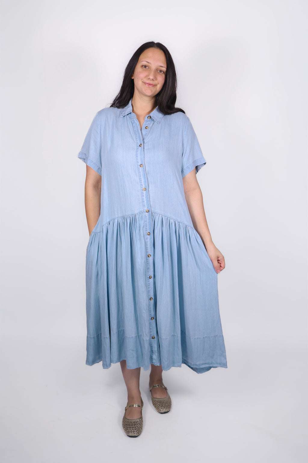 Vestido vaquero Jessa de talle bajo