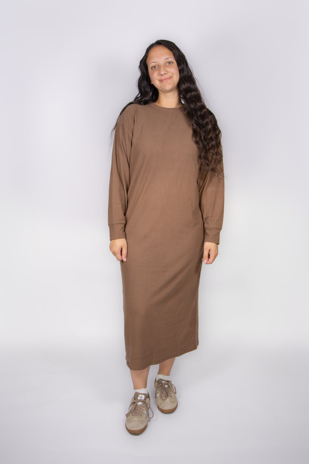Stevie Casual Sweatshirt Dress in Mocha