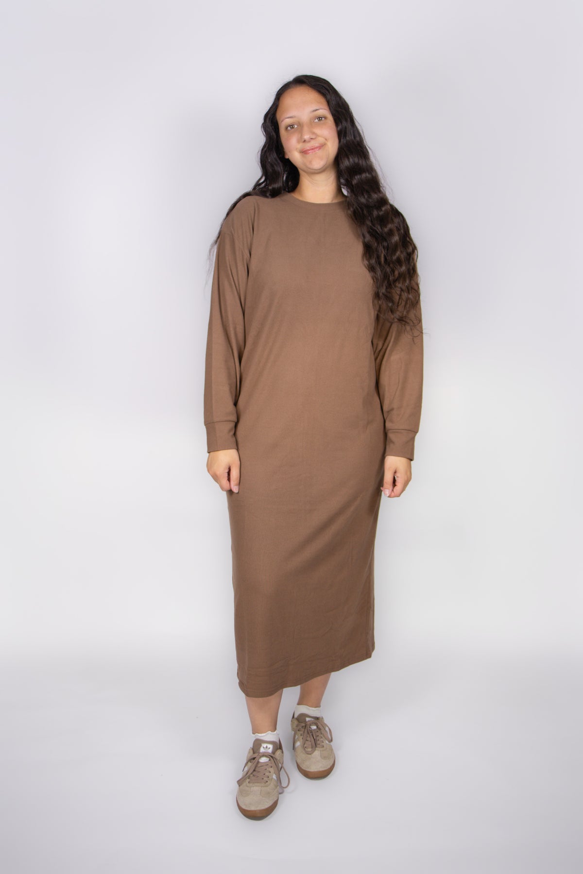 Stevie Casual Sweatshirt Dress in Mocha