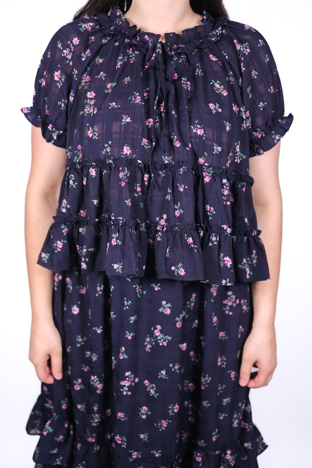 Odette Ditsy Floral Maxi Set in Navy