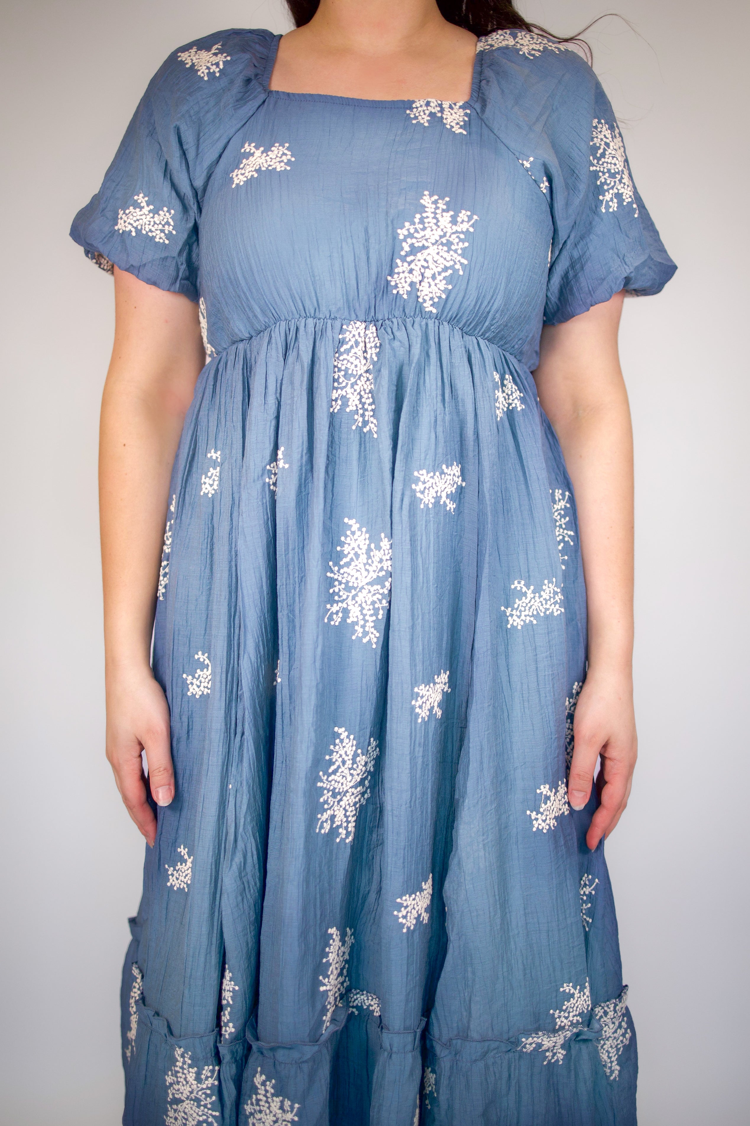 Aria Floral Embroidered Midi Dress
