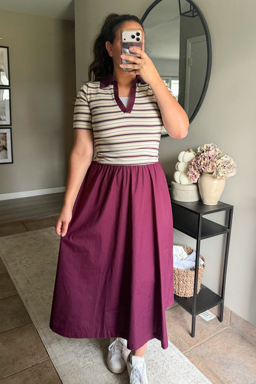 Monroe Striped Polo Dress in Orchid