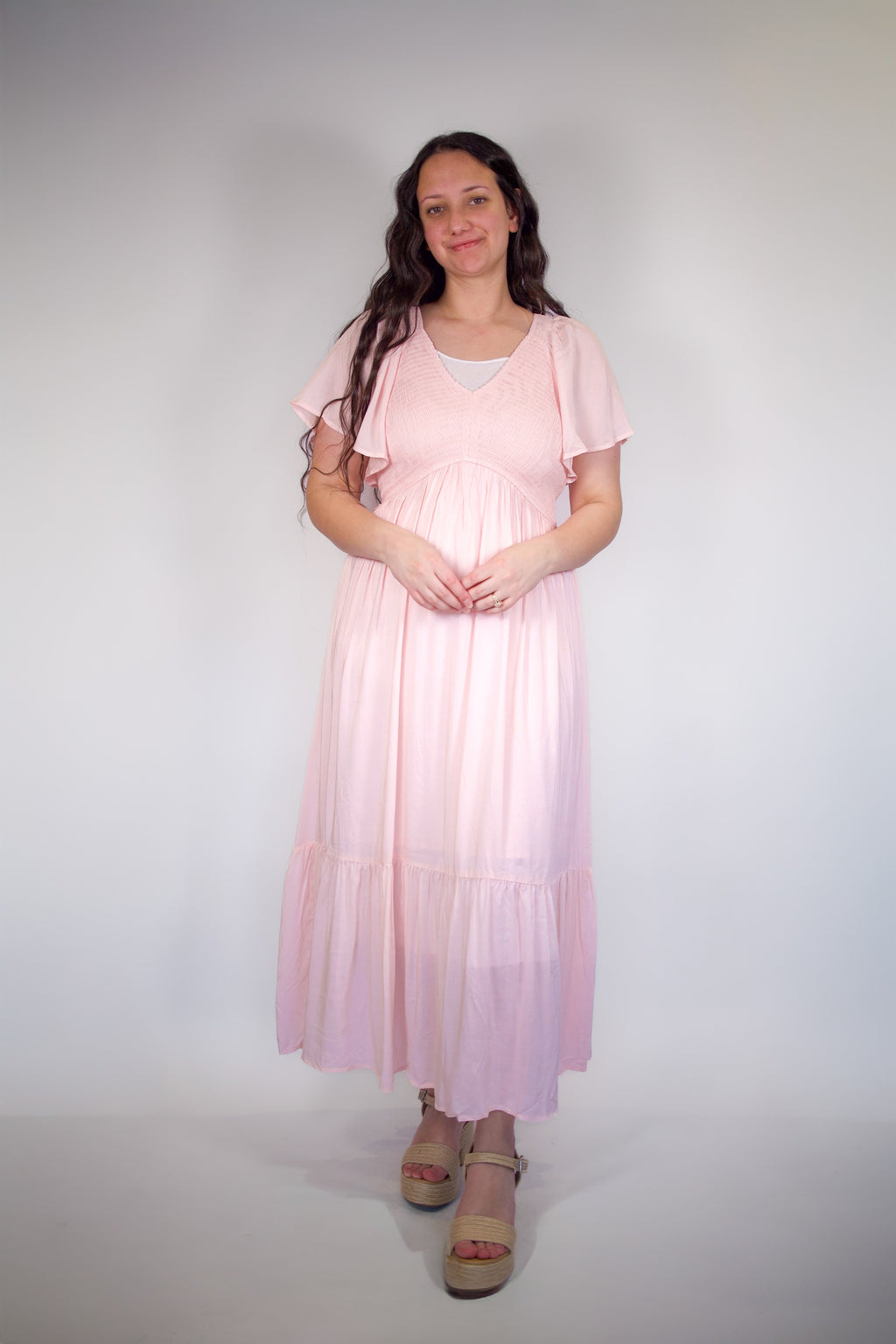 Vanessa Flutter Smocked Midi Dress