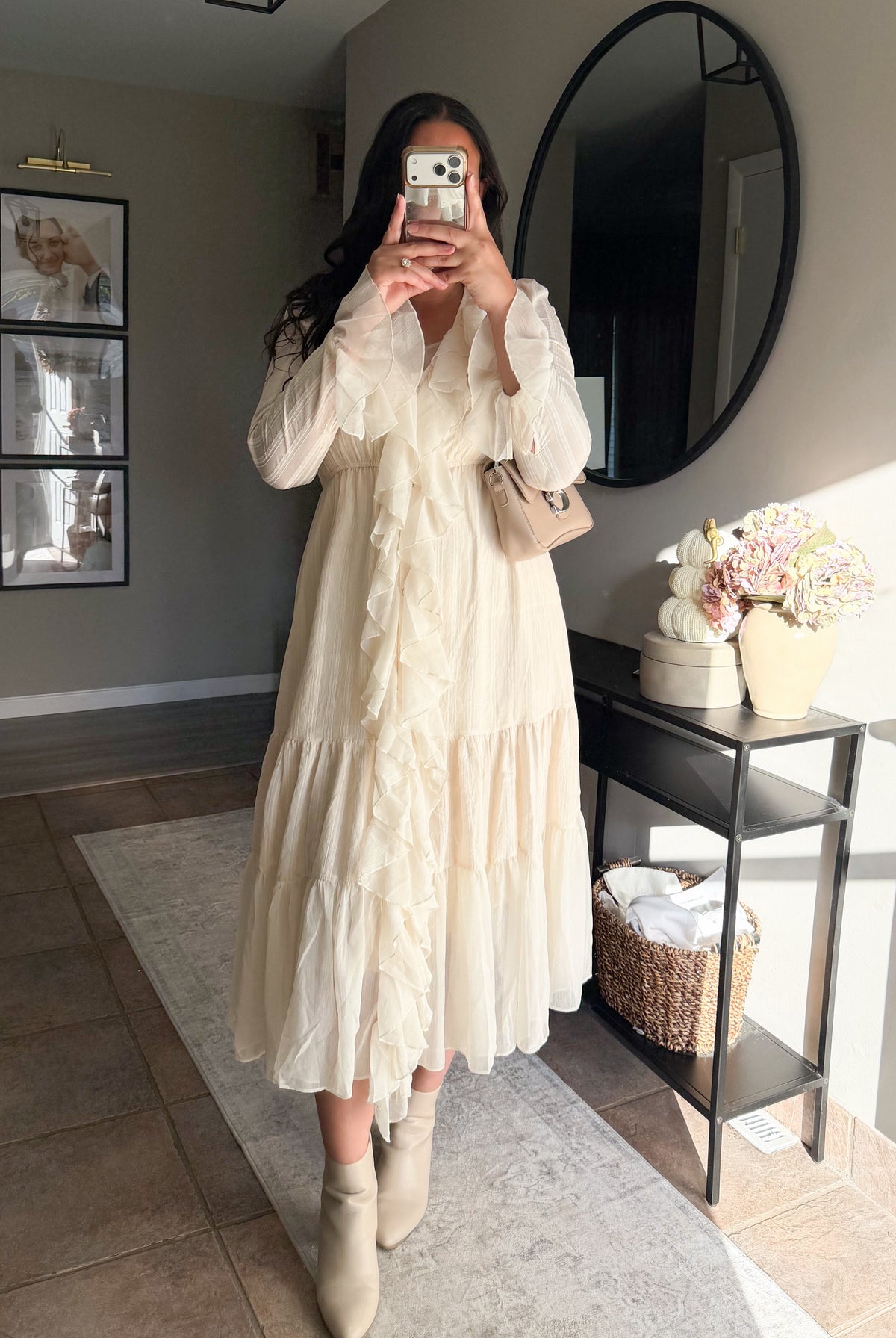 Felicity Ruffle Tiered Dress in Cream