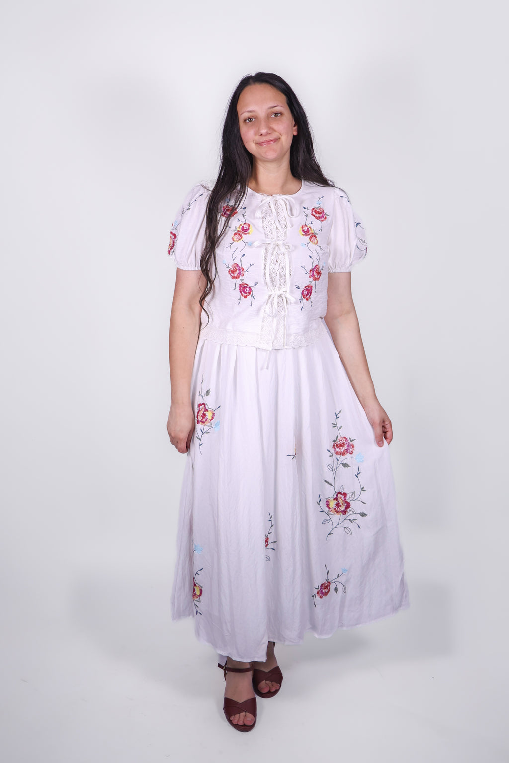 Vivienne Embroidered Maxi Set in Ivory