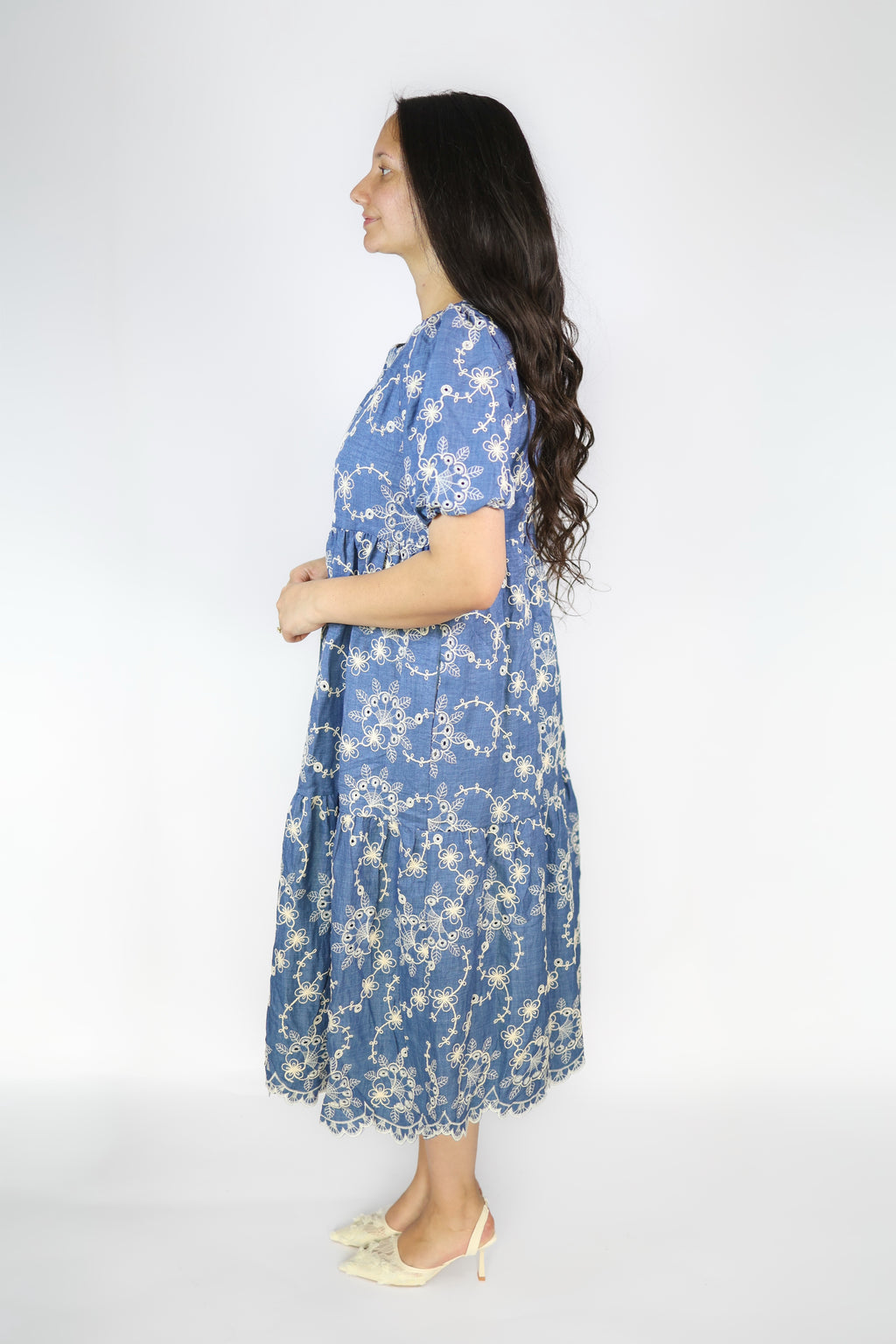 Colette Embroidered Denim Dress