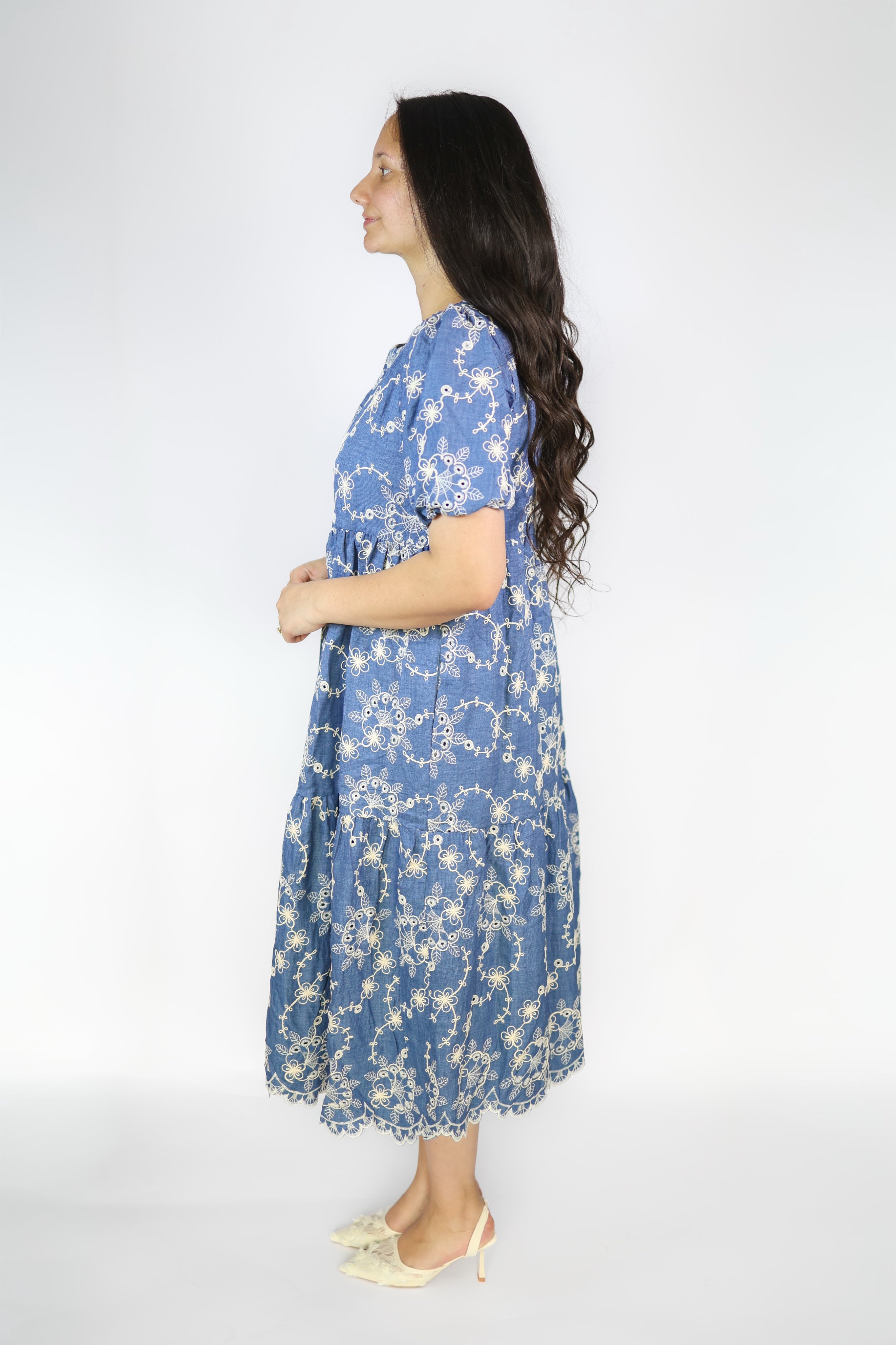 Colette Embroidered Denim Dress