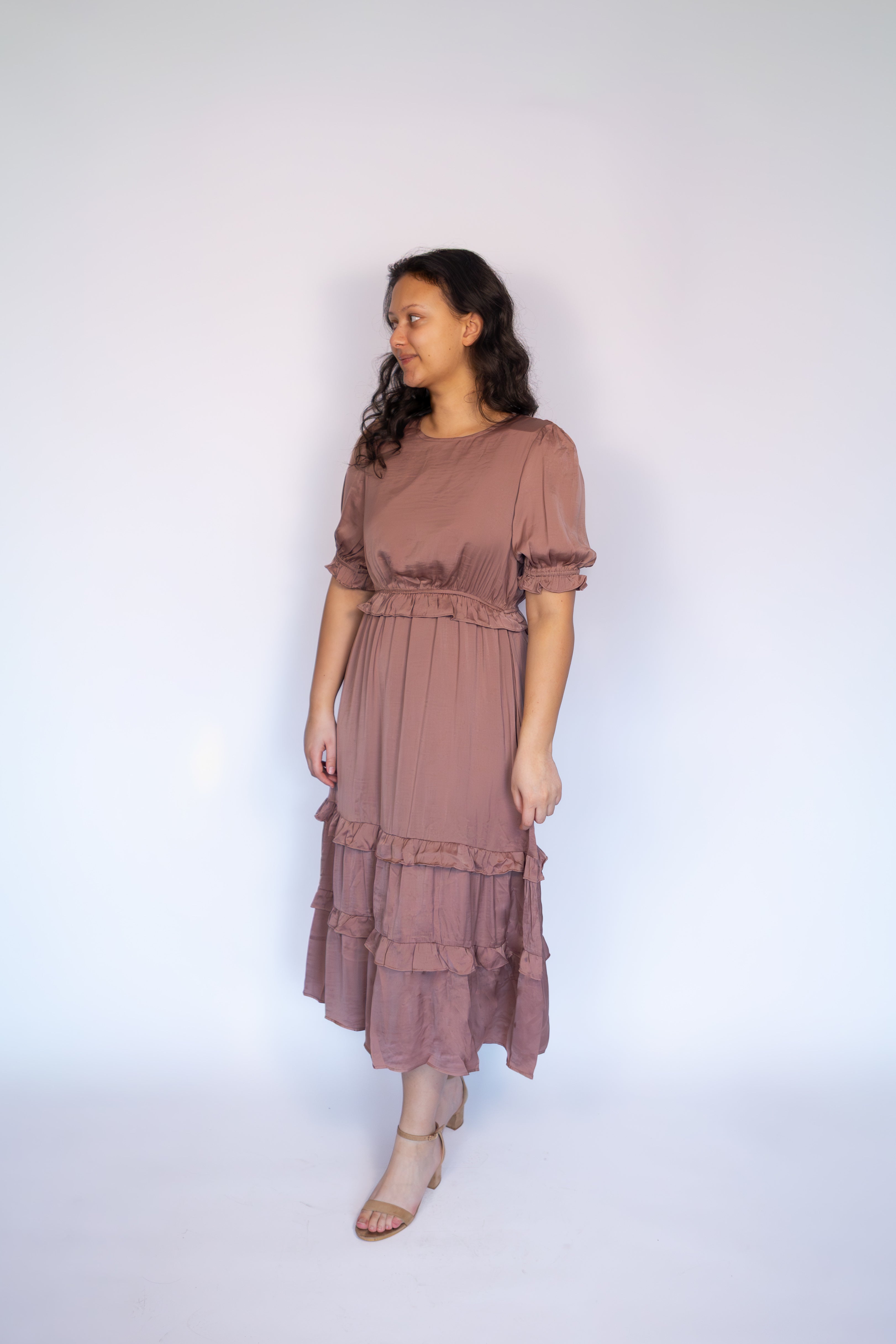 Amelia Satin Tiered Dress