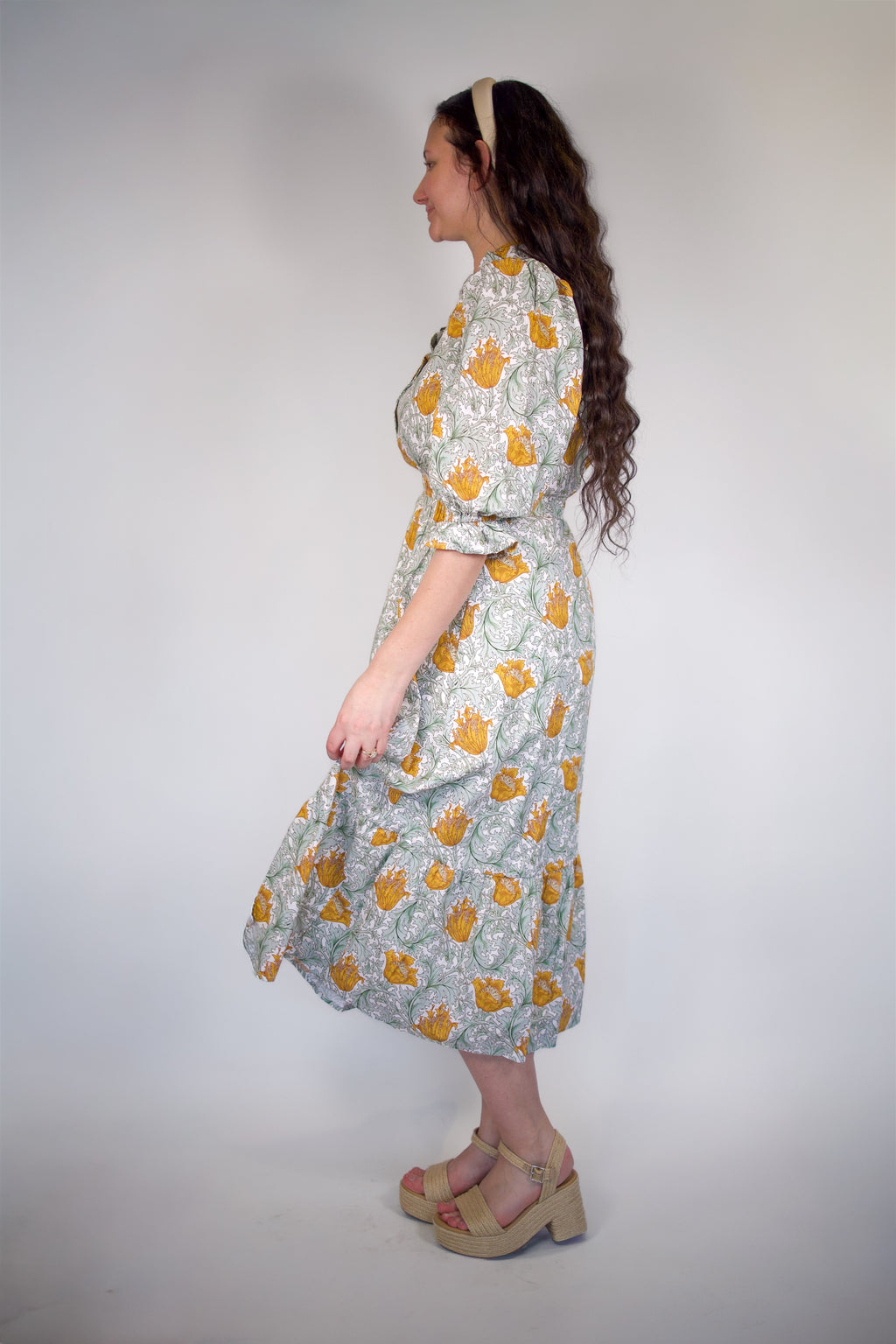 Andie Ruffle Collar Midi Dress