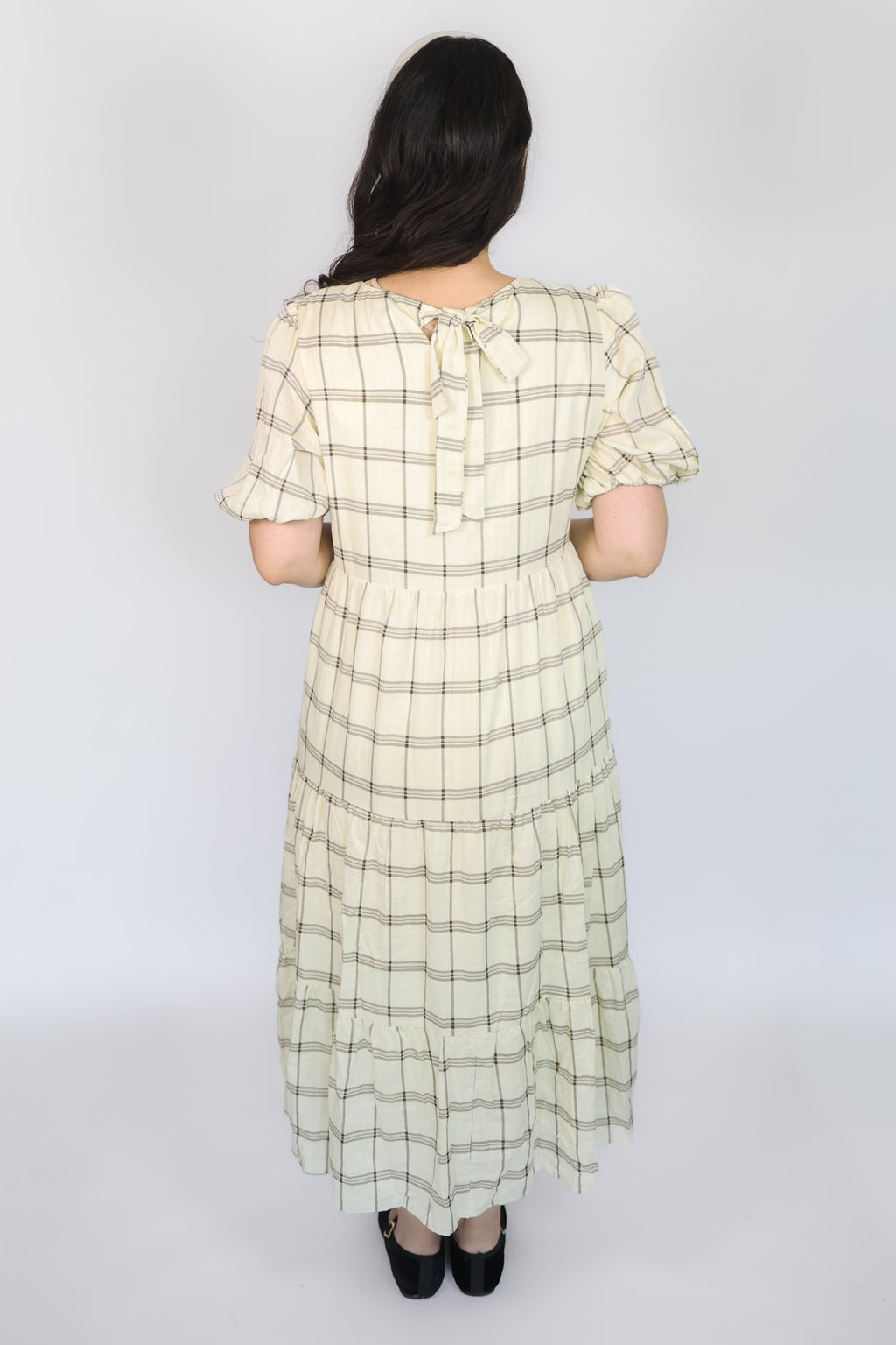 Jolie Plaid Tiered Midi Dress