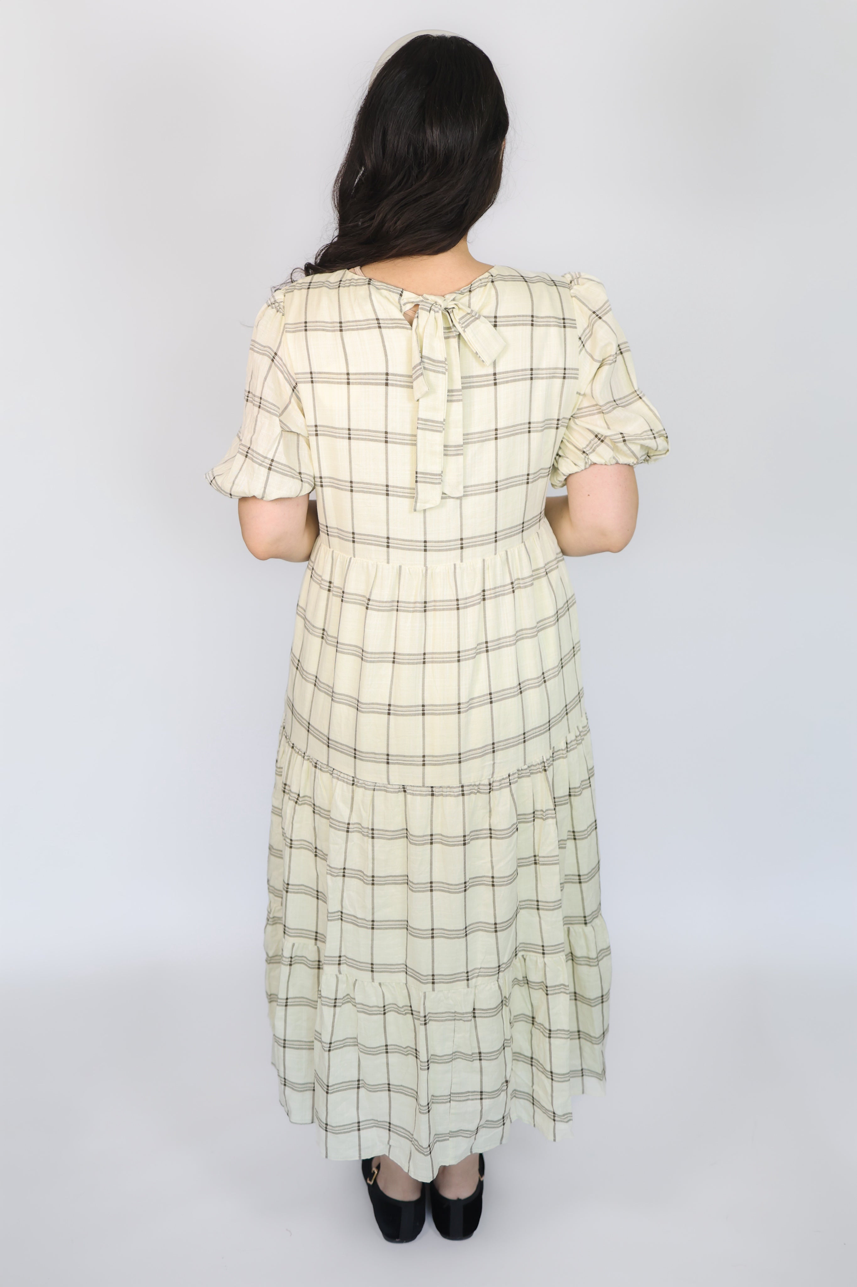 Jolie Plaid Tiered Midi Dress
