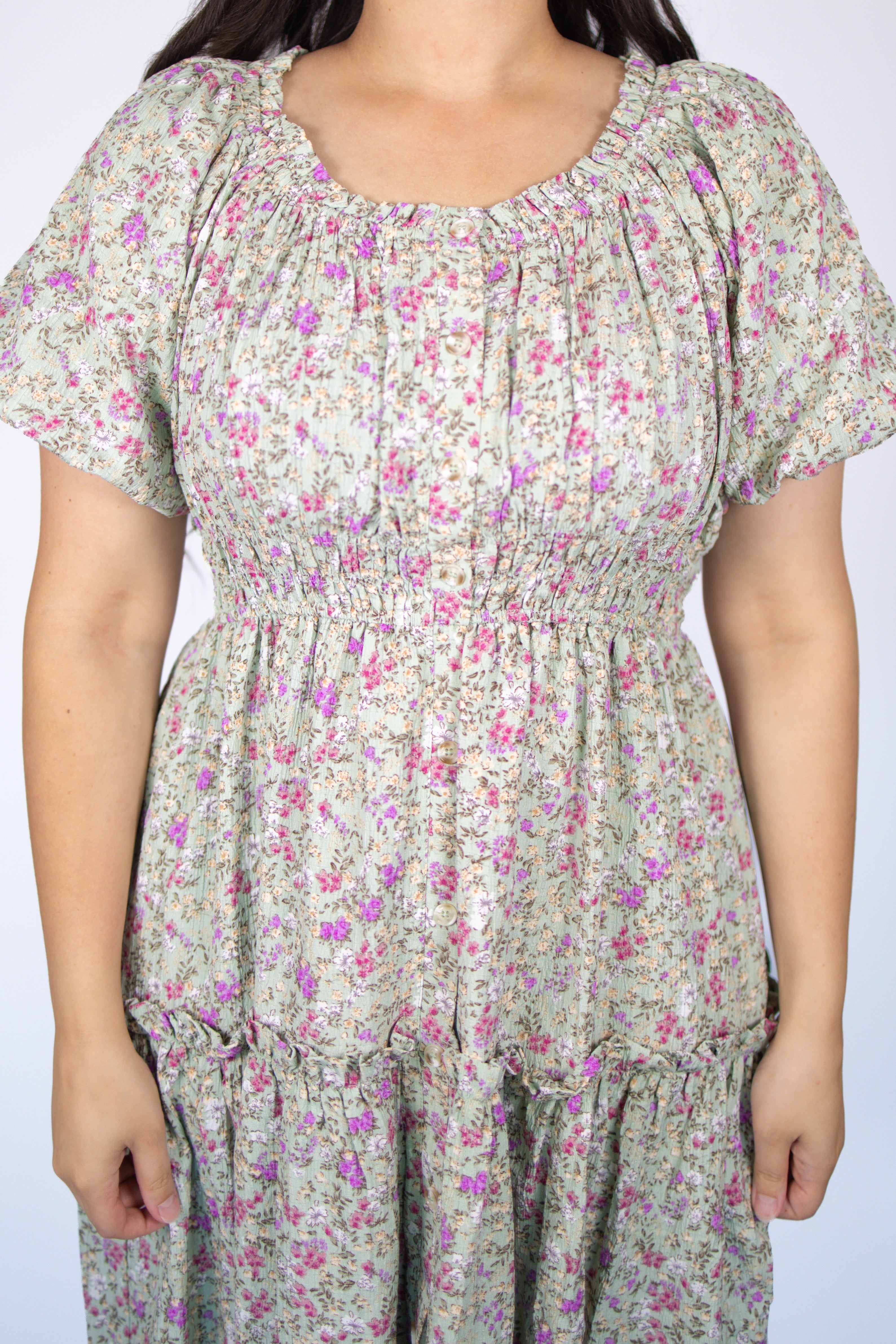 Lena Midi Dress in Sage Floral