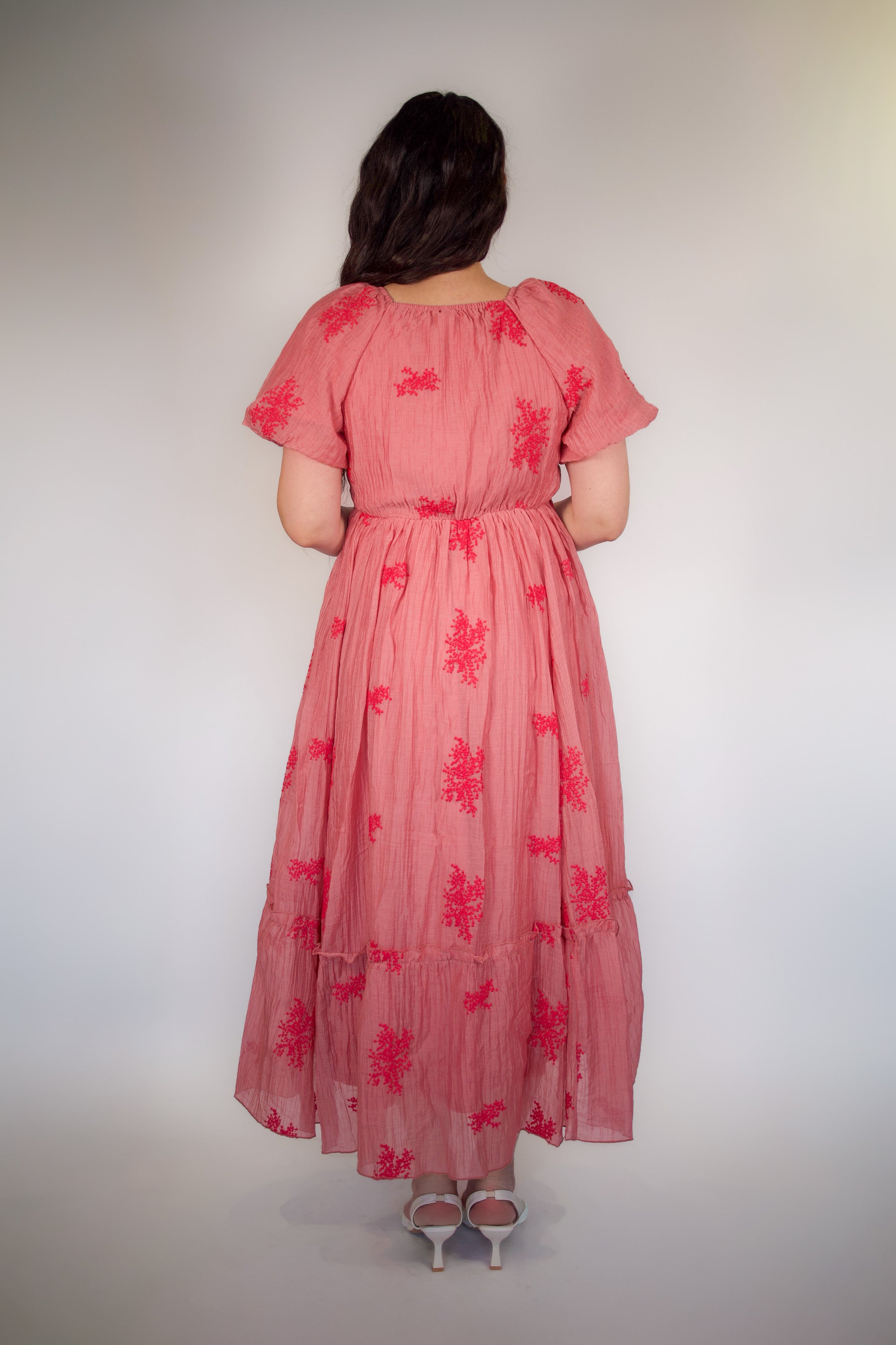 Aria Floral Embroidered Midi Dress