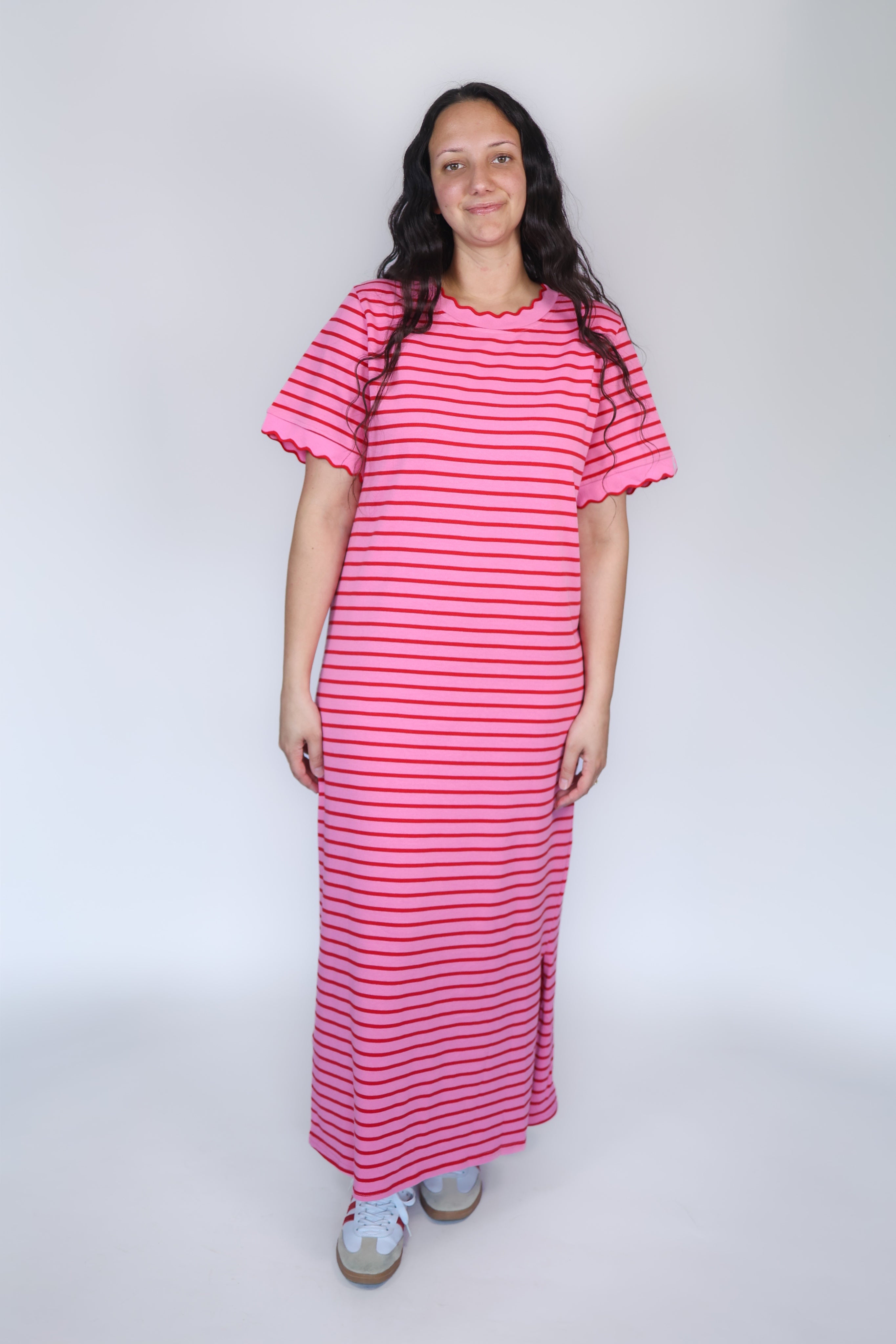Stella Striped Tee Dress in Pink