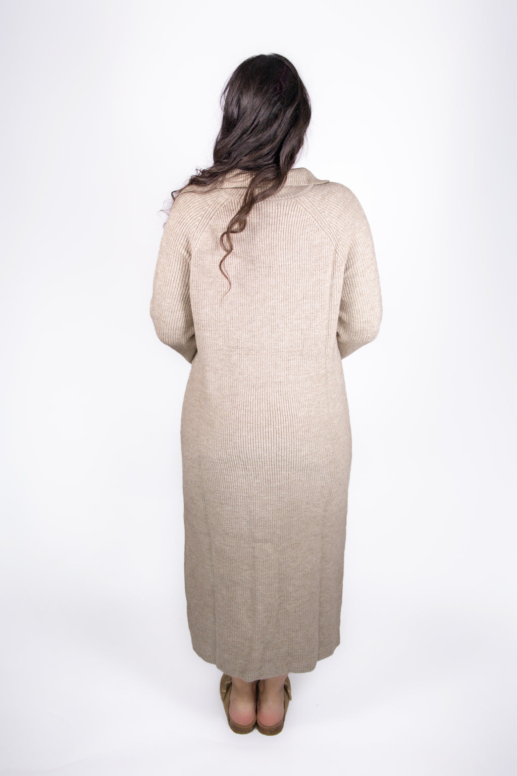 Baylor Half-Zip Sweater Dress in Mocha