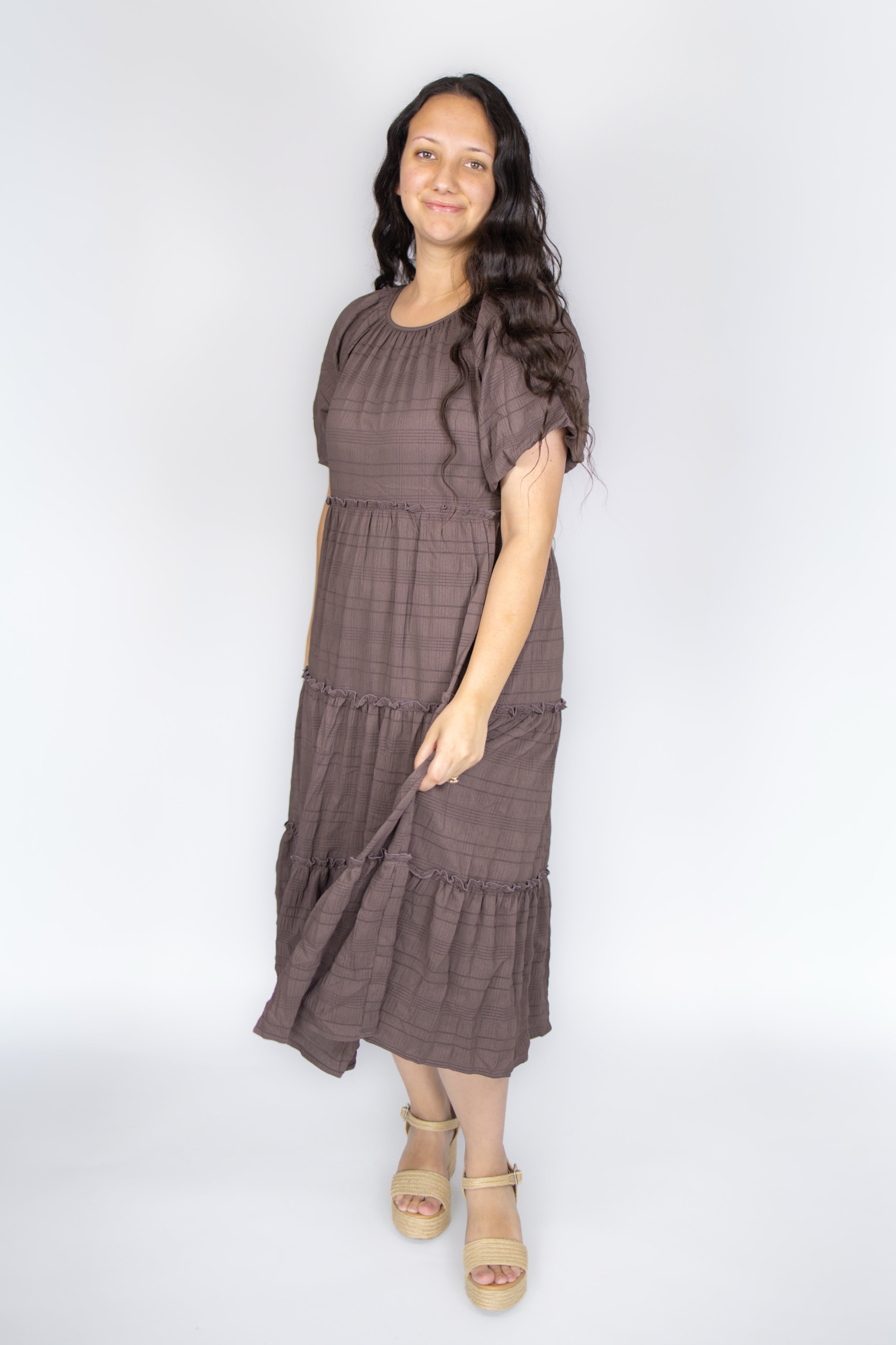Serena Midi Dress in Mushroom