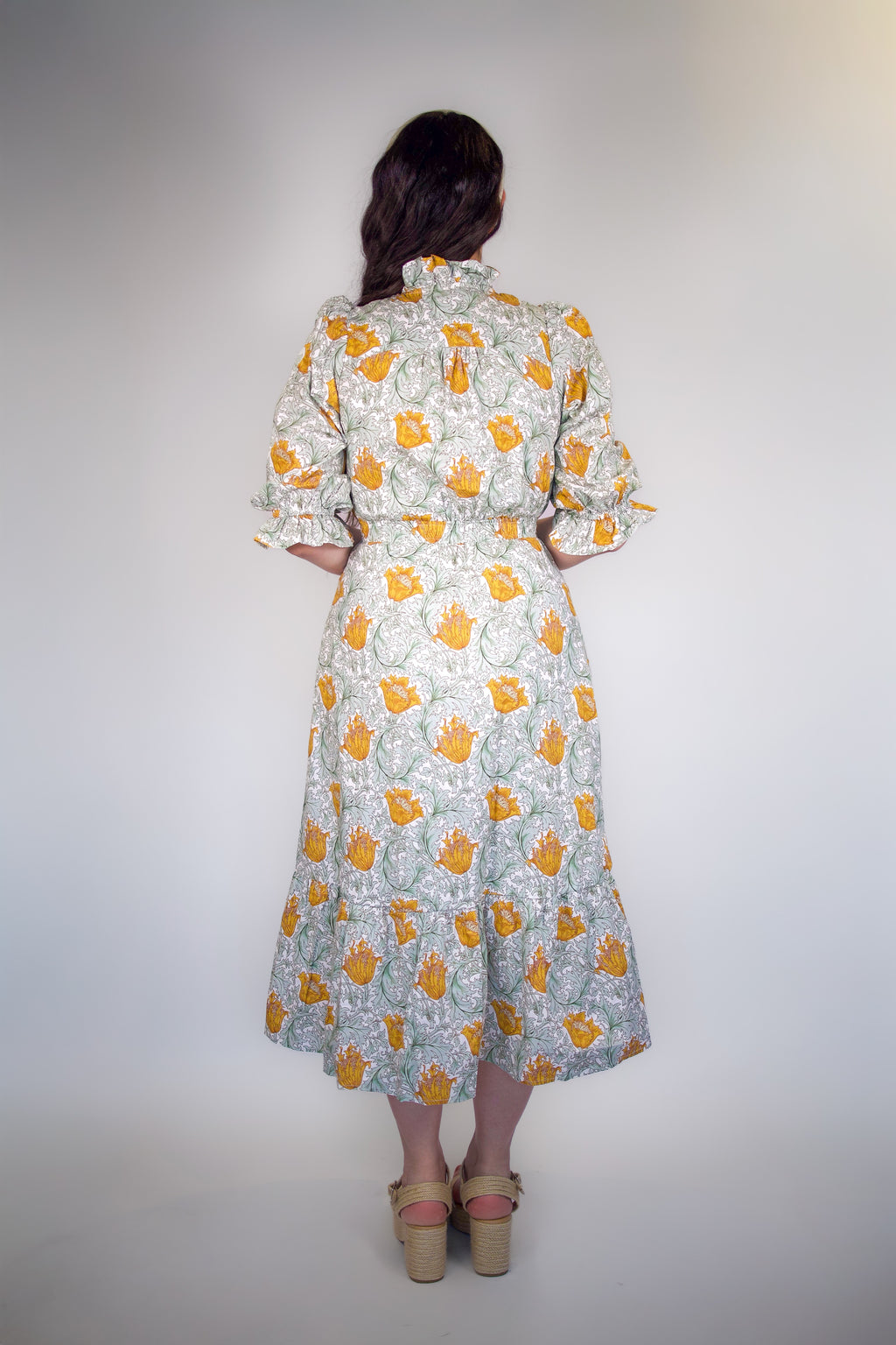 Andie Ruffle Collar Midi Dress