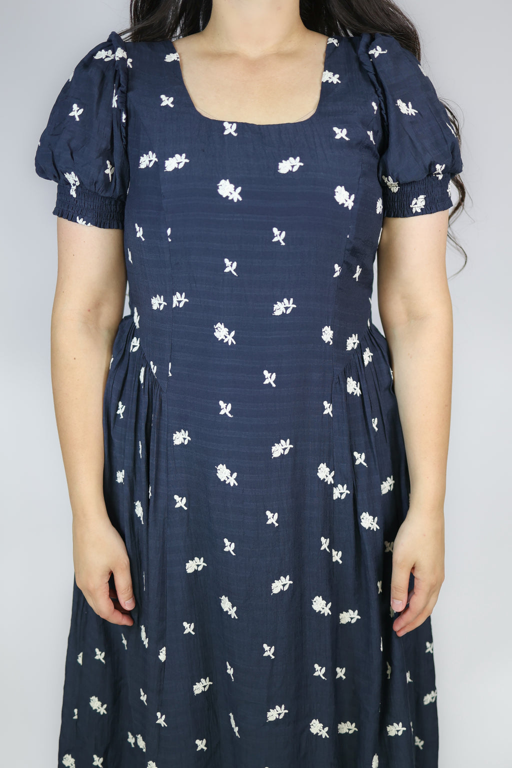 Karlie Embroidered Dropwaist Dress in Navy
