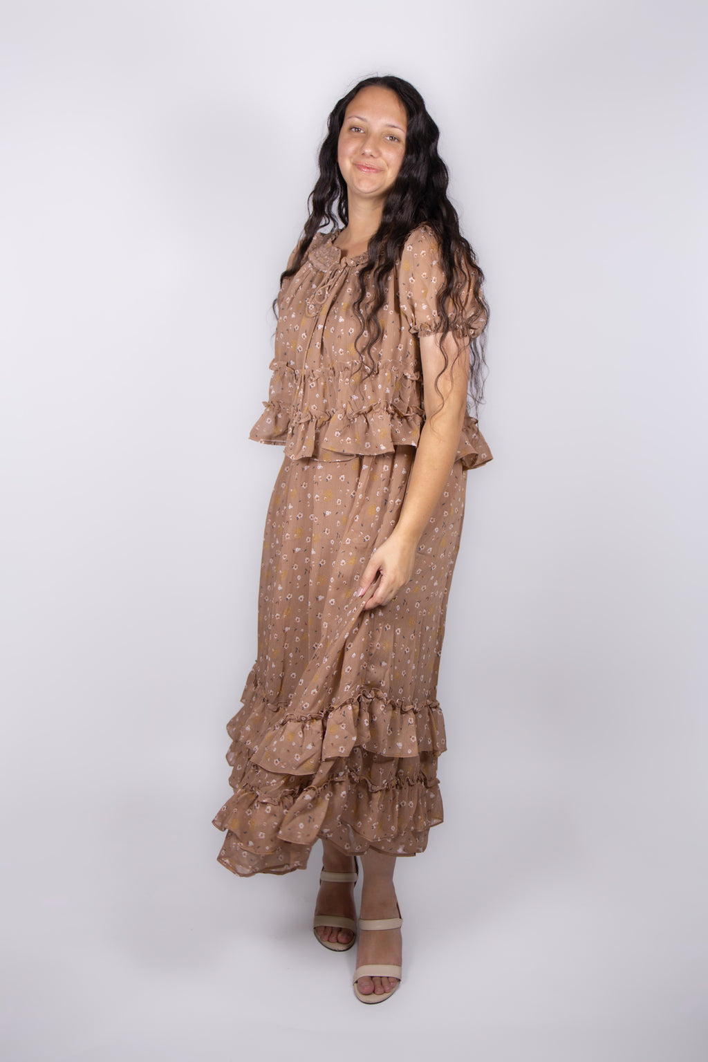 Willow Floral Skirt Set in Taupe