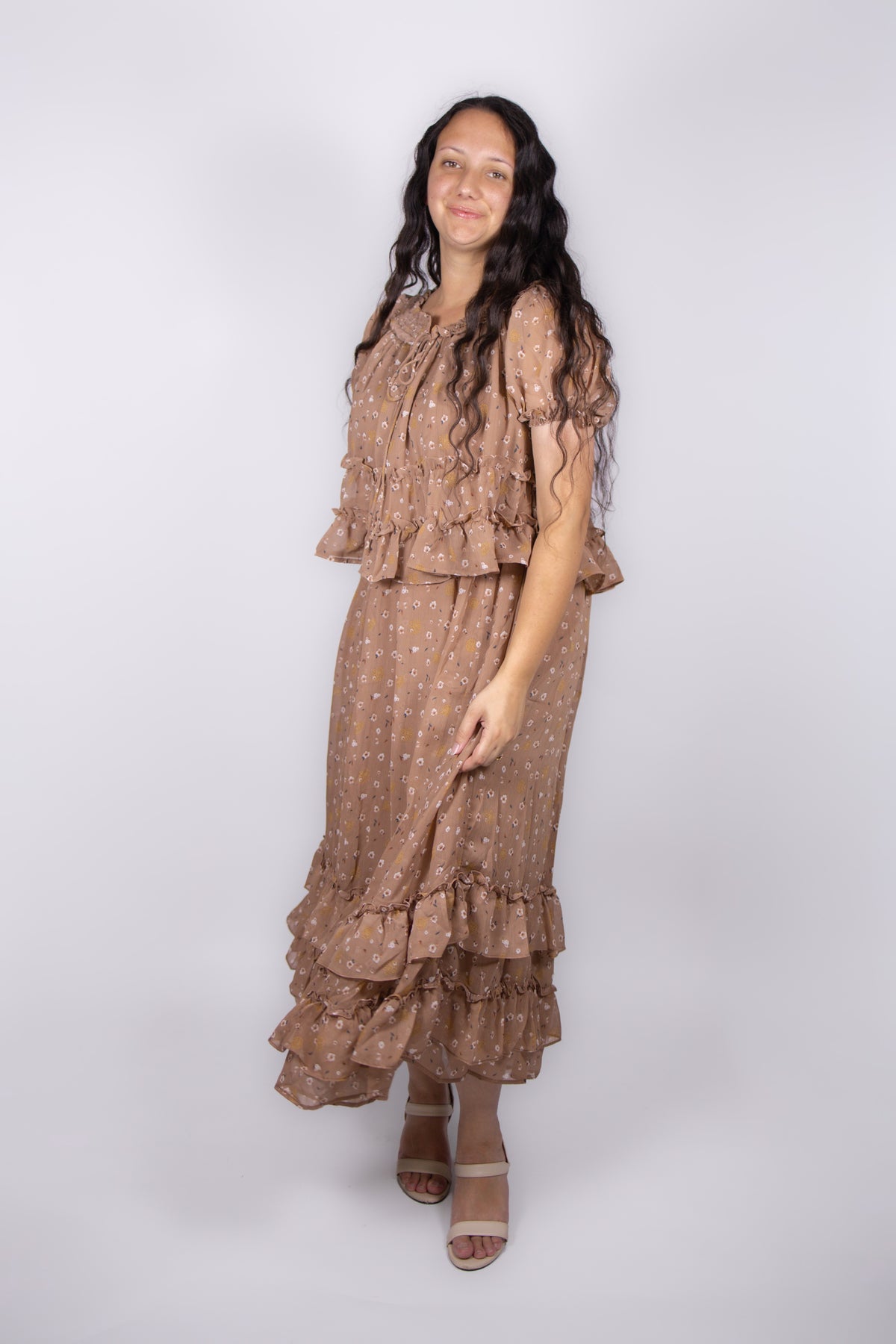 Willow Floral Skirt Set in Taupe