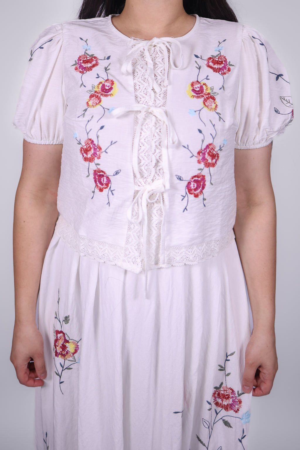 Vivienne Embroidered Maxi Set in Ivory