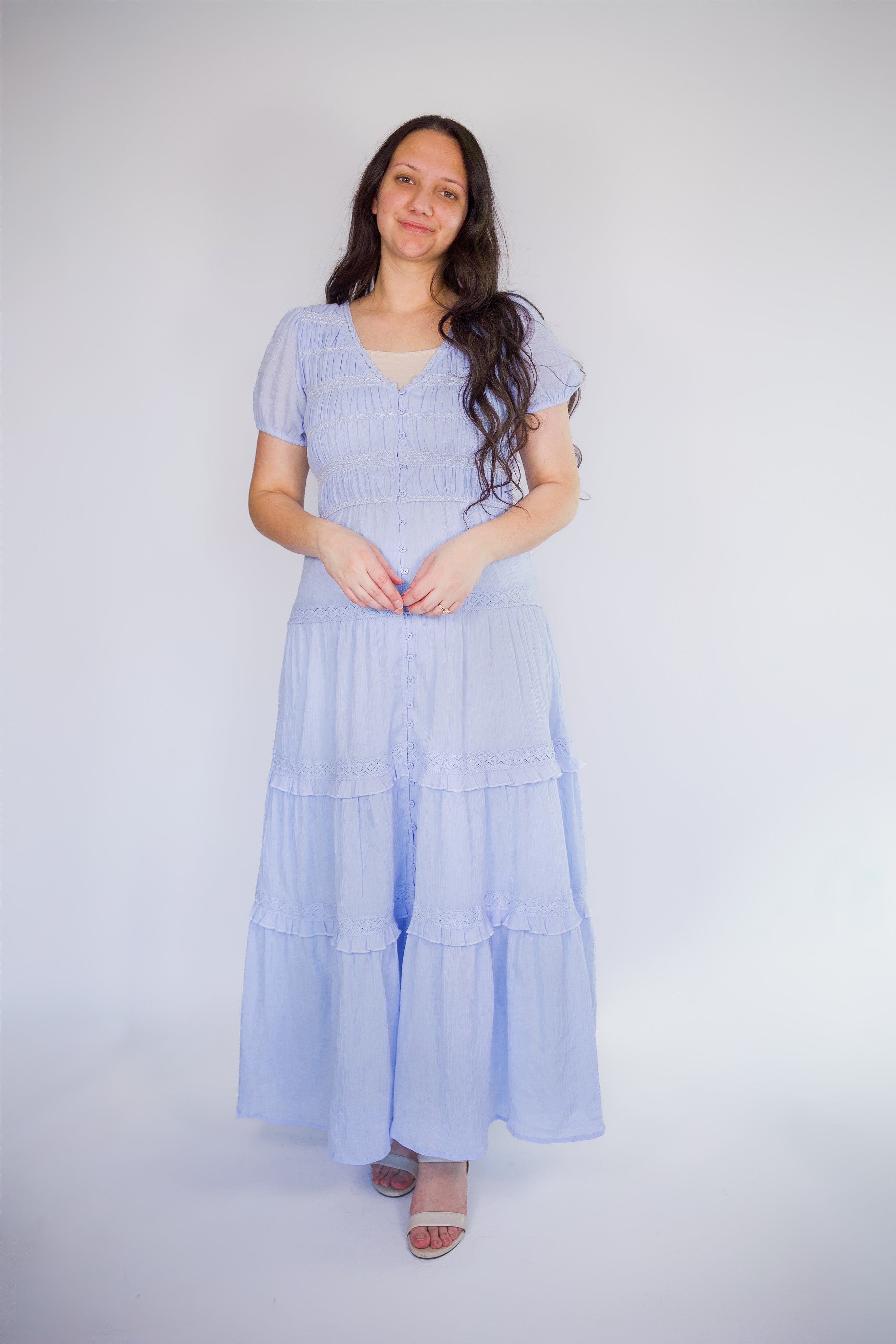 Skye Smocked Button Maxi Dress