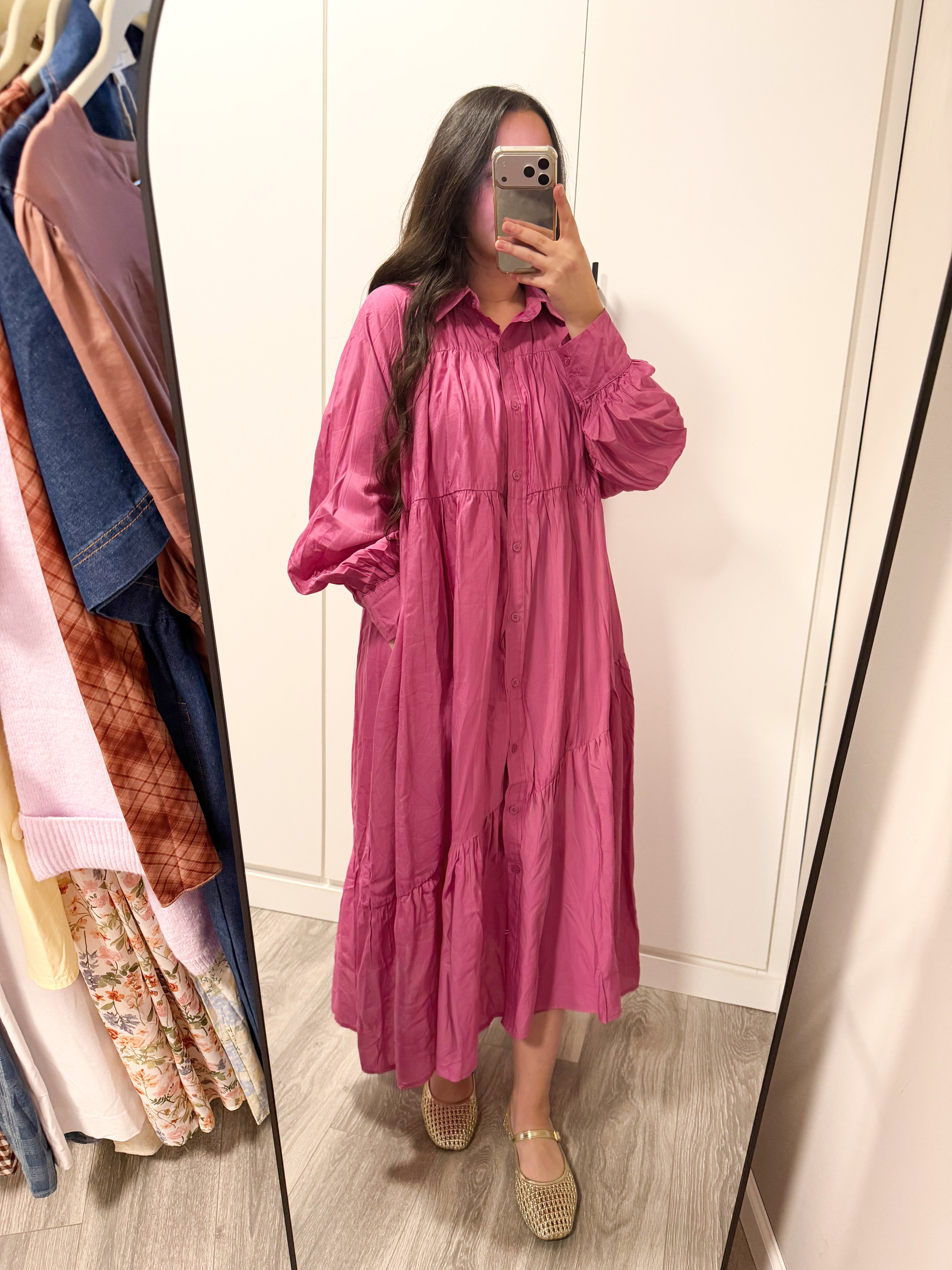 Violet Collared Tiered Maxi Dress - LARGE