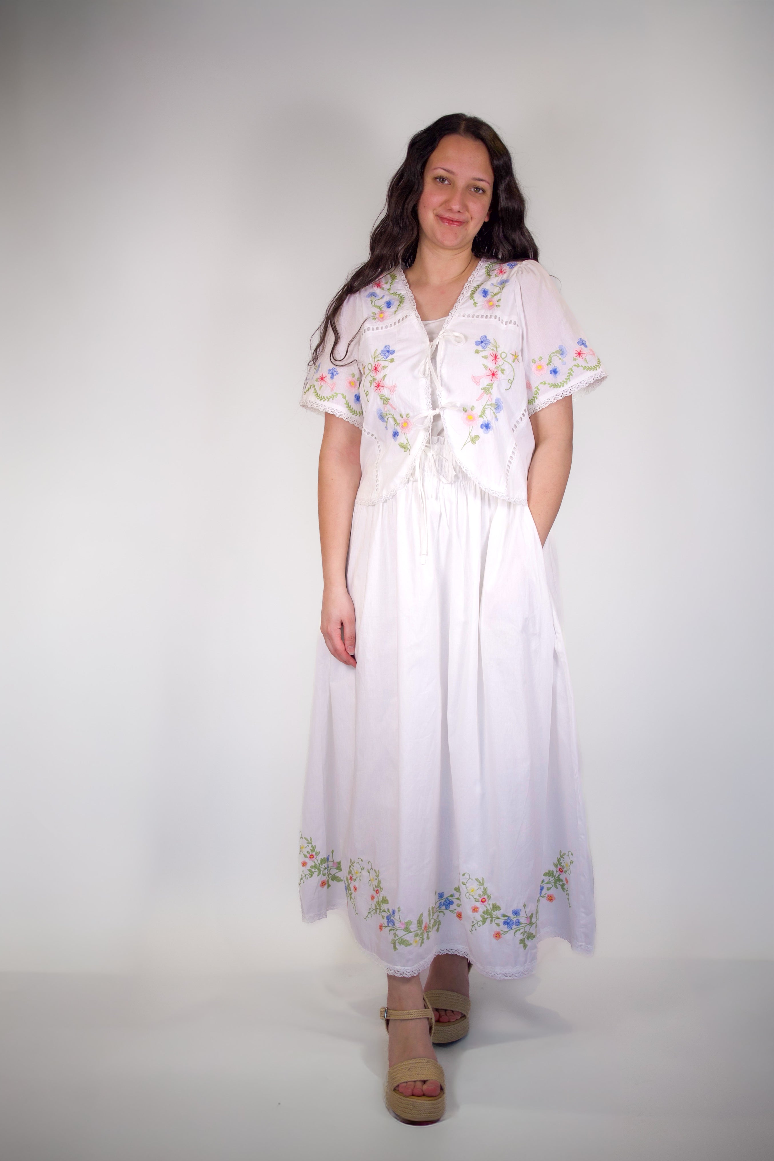 Alice Floral Embroidery Maxi Set