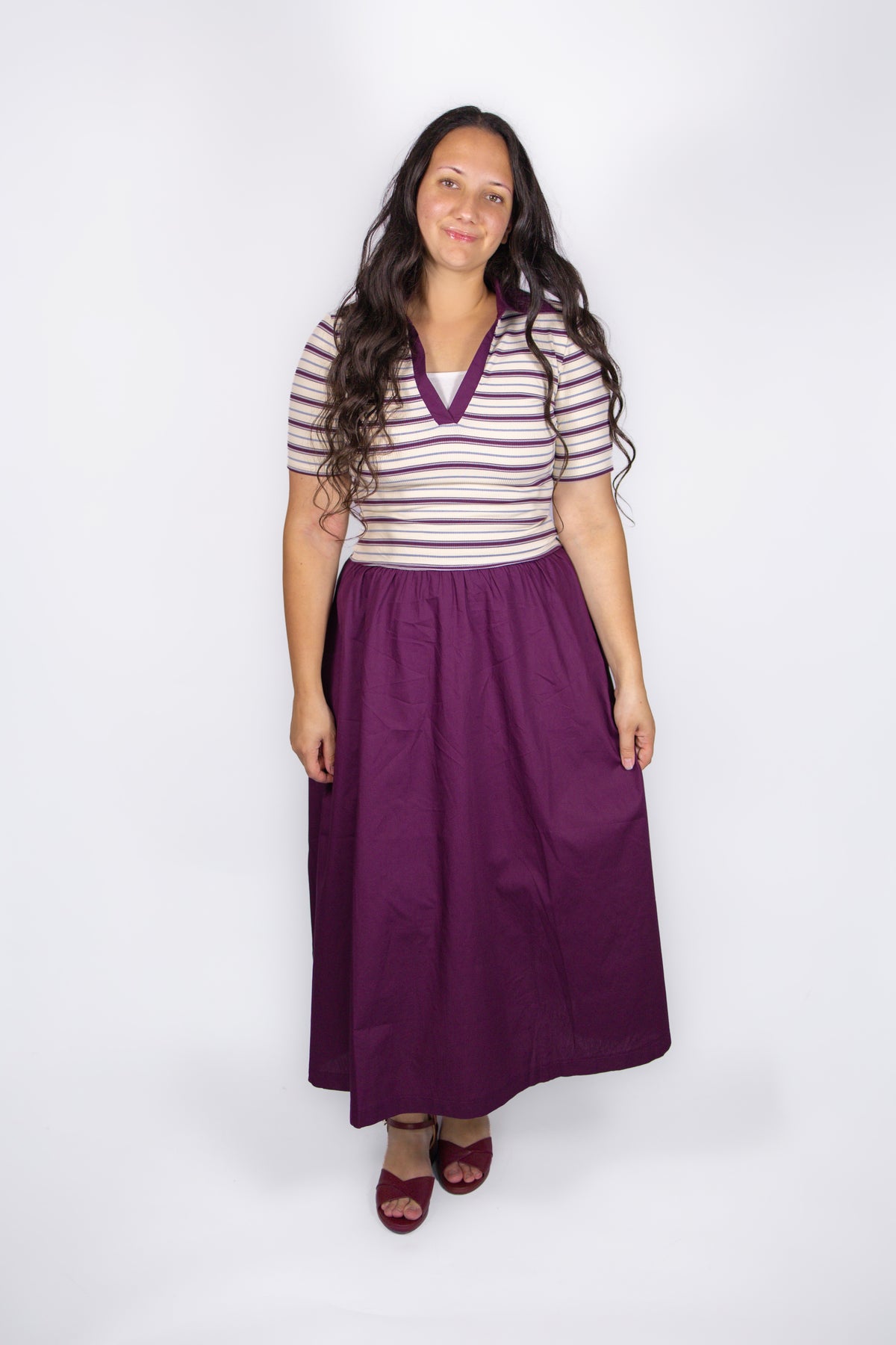 Monroe Striped Polo Dress in Orchid
