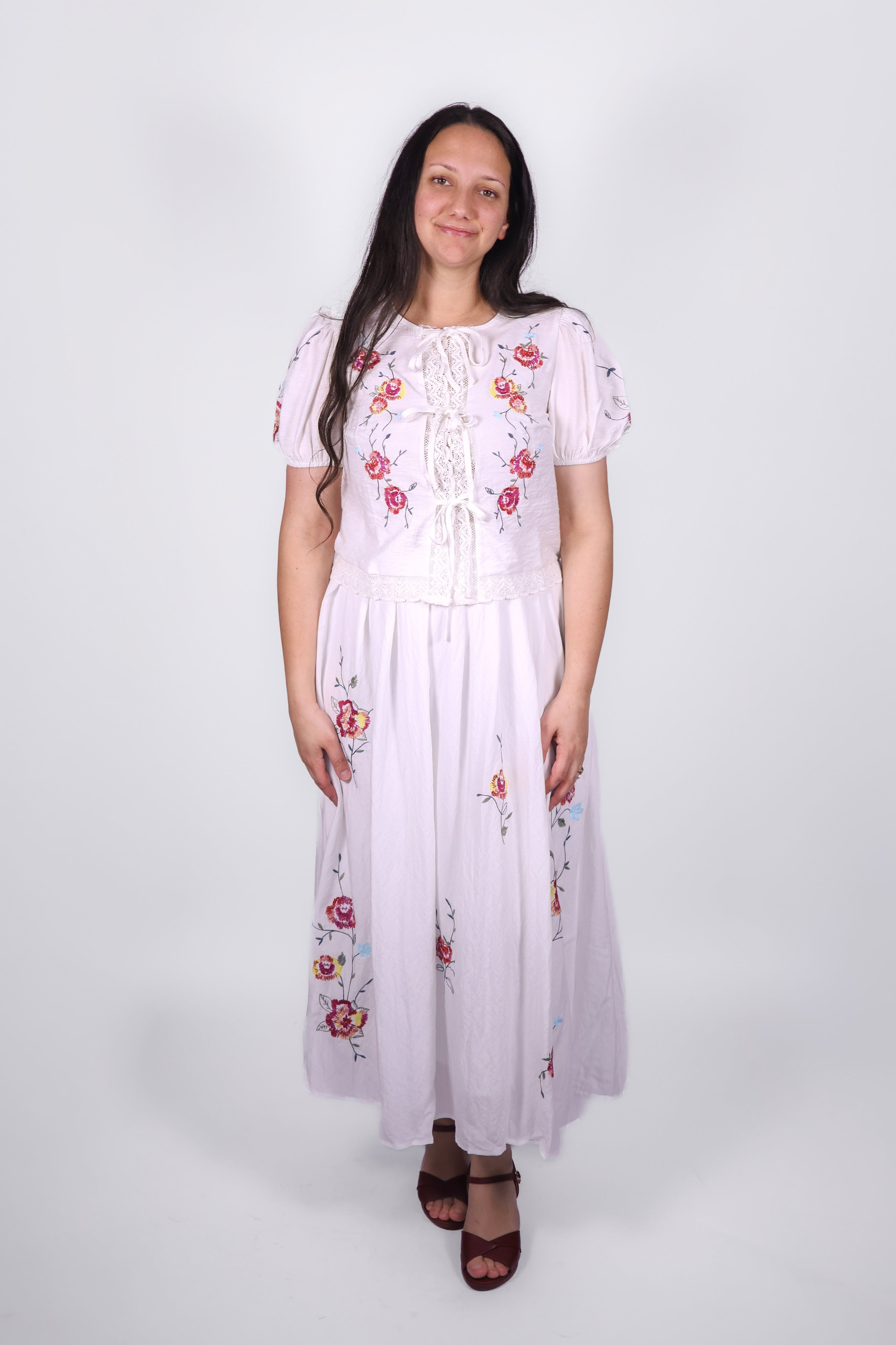 Vivienne Embroidered Maxi Set in Ivory