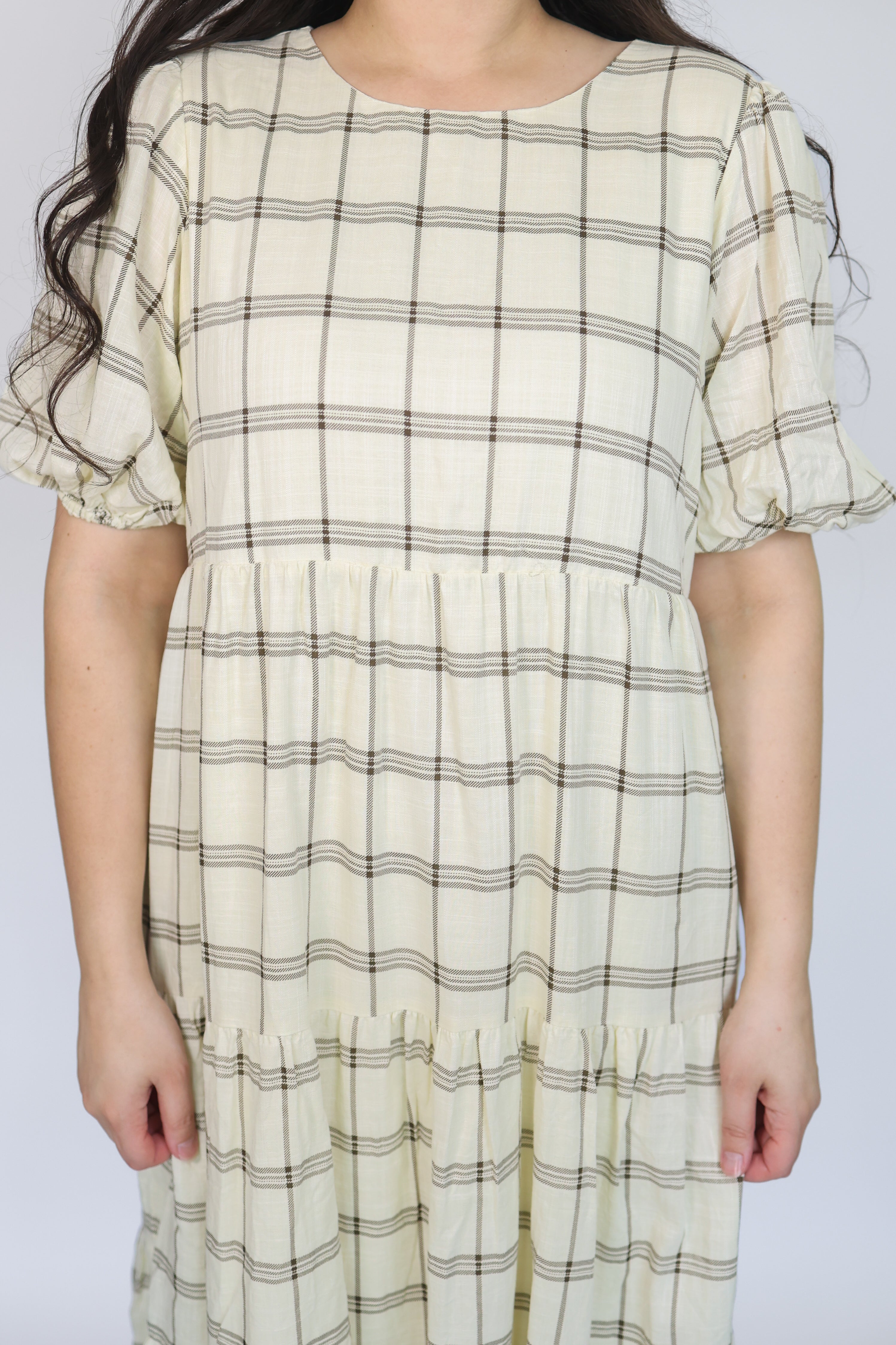 Jolie Plaid Tiered Midi Dress