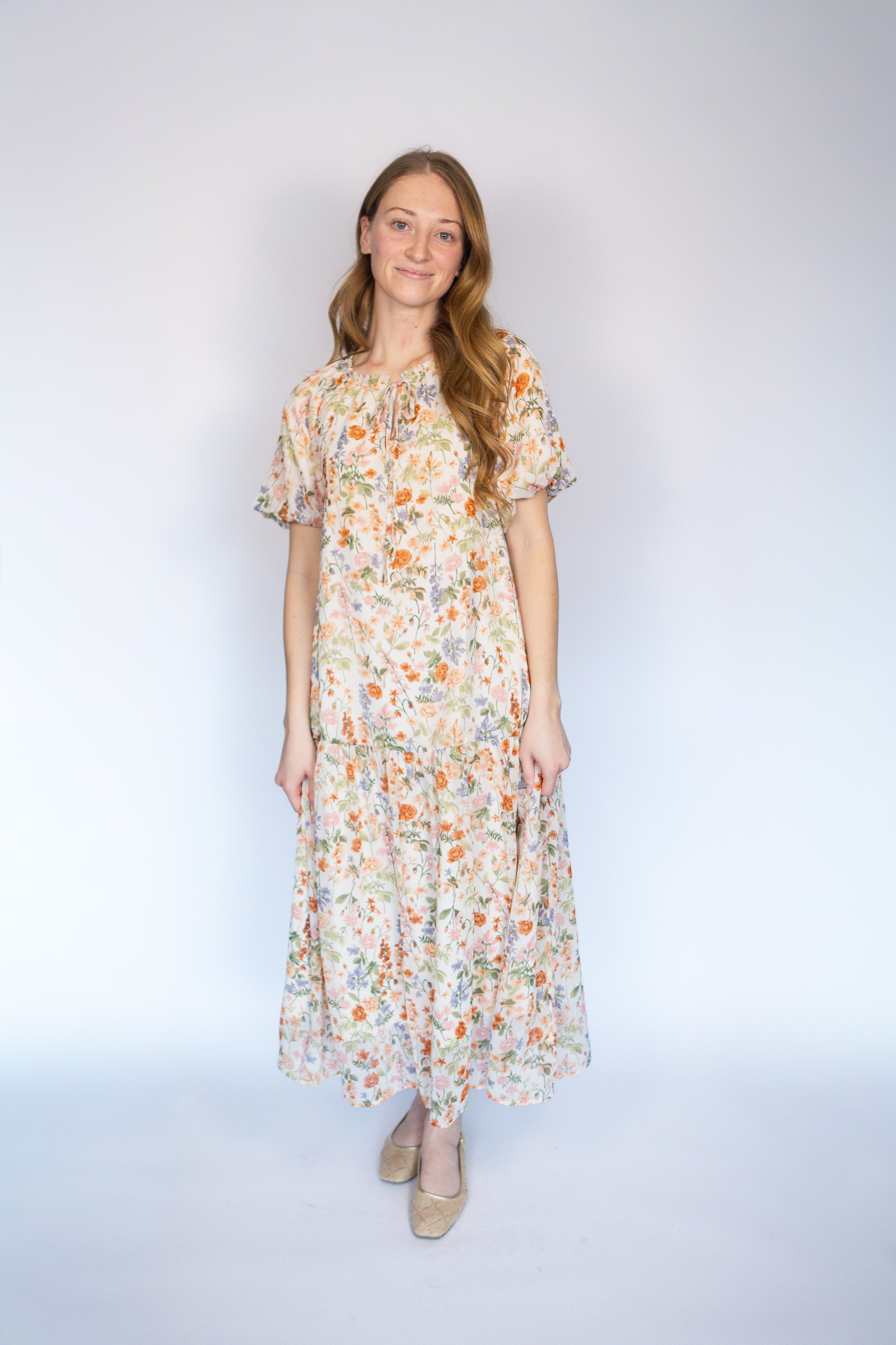 Poppy Balloon Sleeve Floral Dress