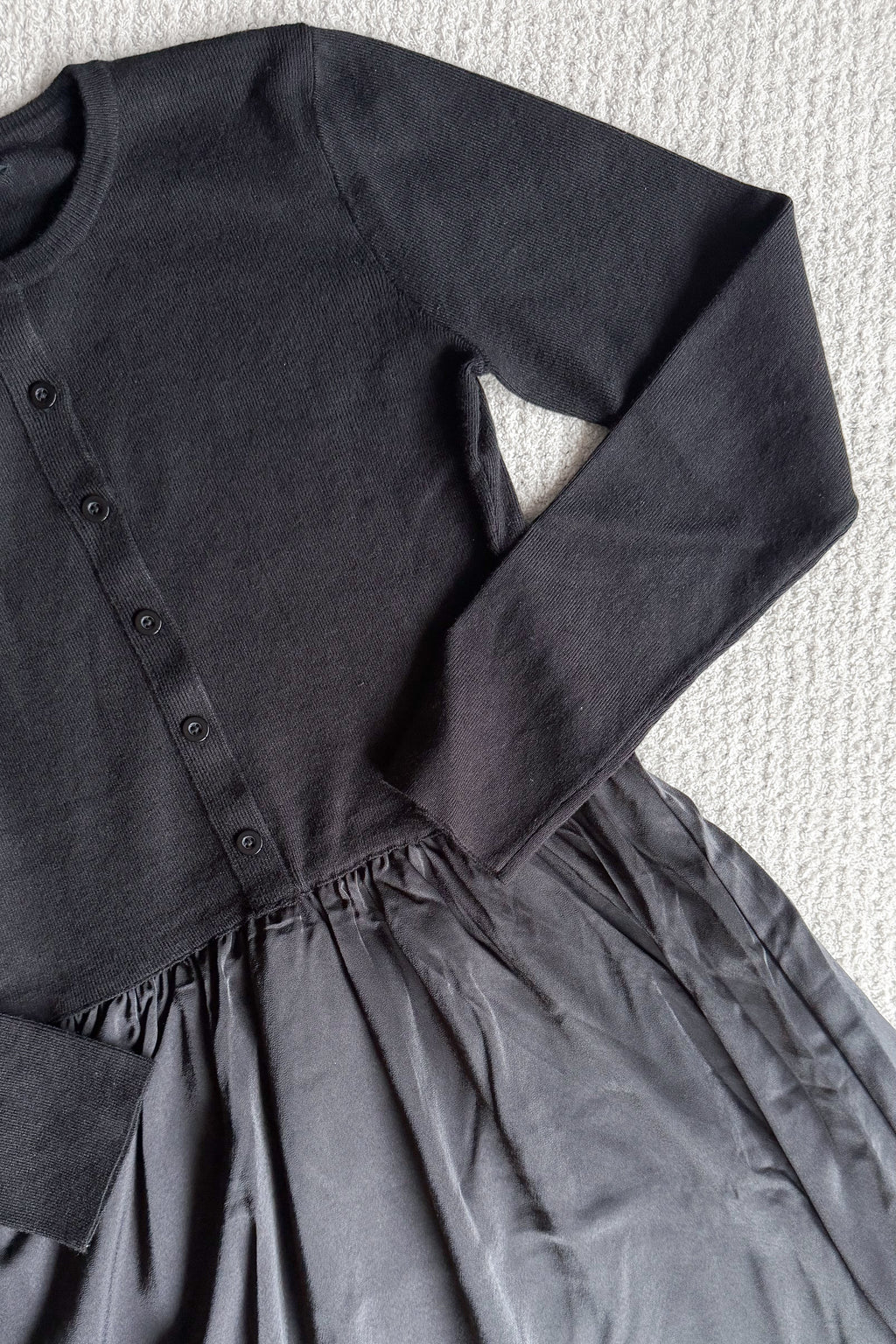 Jenna Knit Top Satin Dress in Black